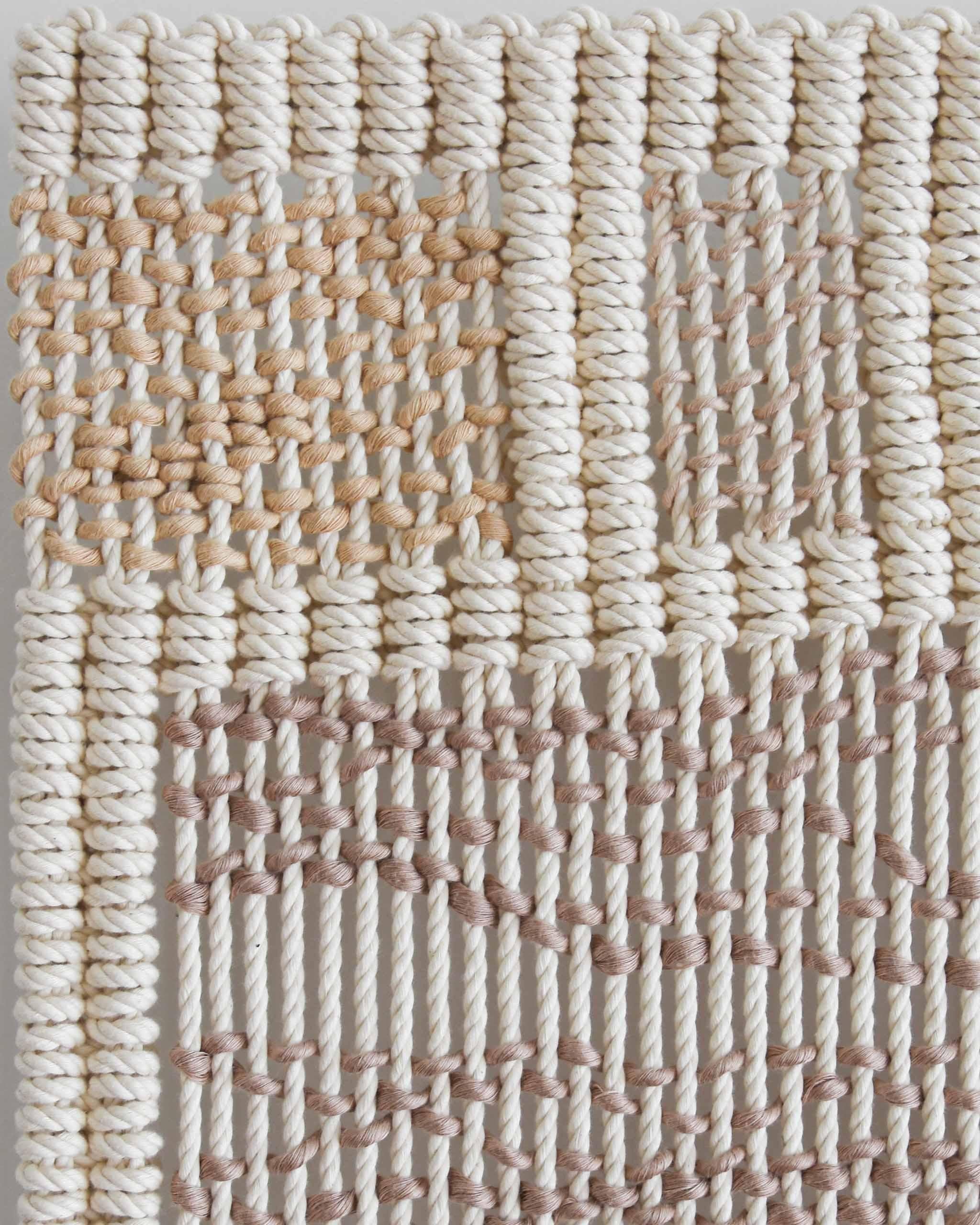 Cotton Fiber Art Tapestry, Macrame, Woven Wall Hanging, FORMAE by Tamar Samplonius For Sale