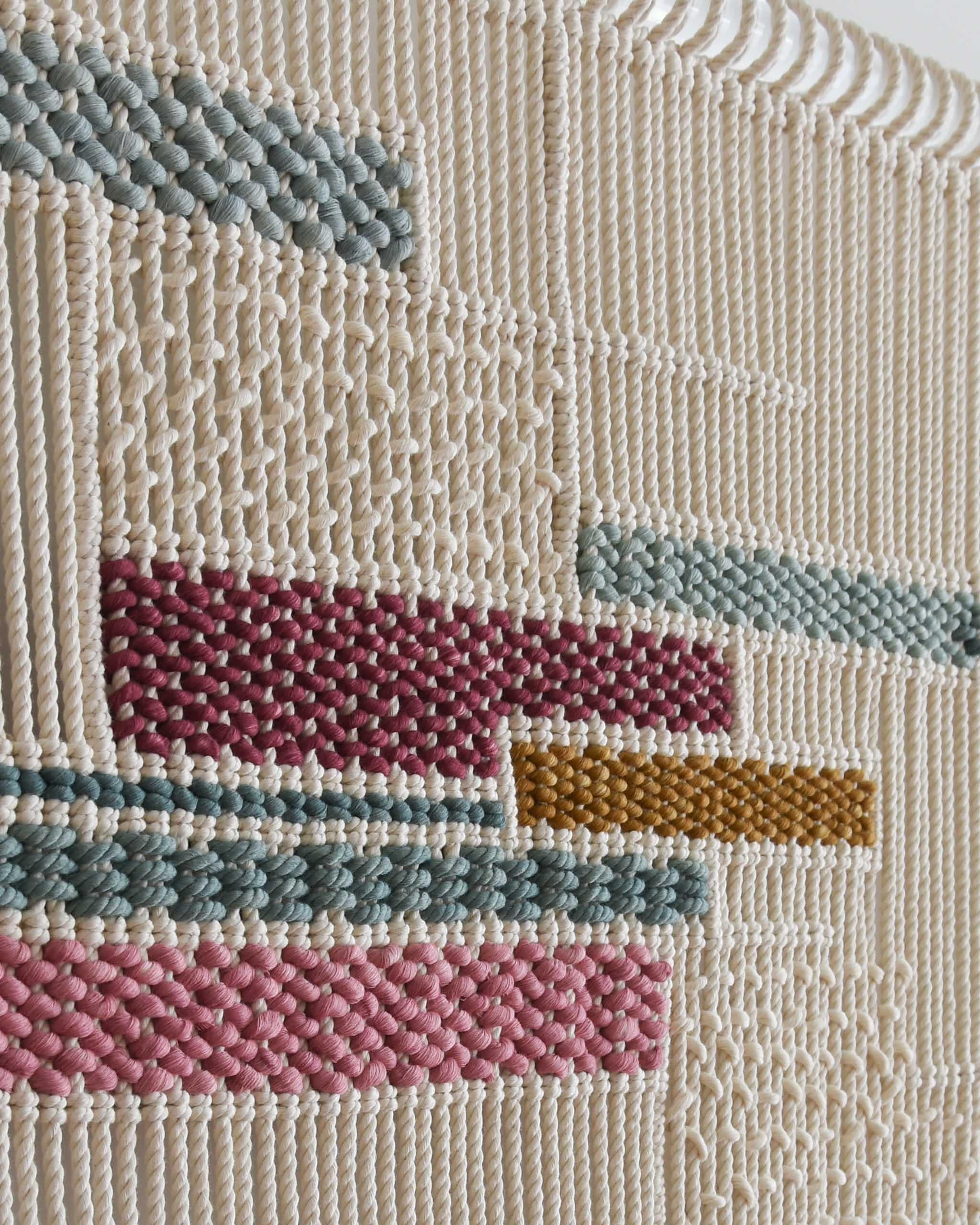 Contemporary Fiber Art Tapestry, Macrame, Woven Wall Hanging, TABULA COLORUM Tamar Samplonius