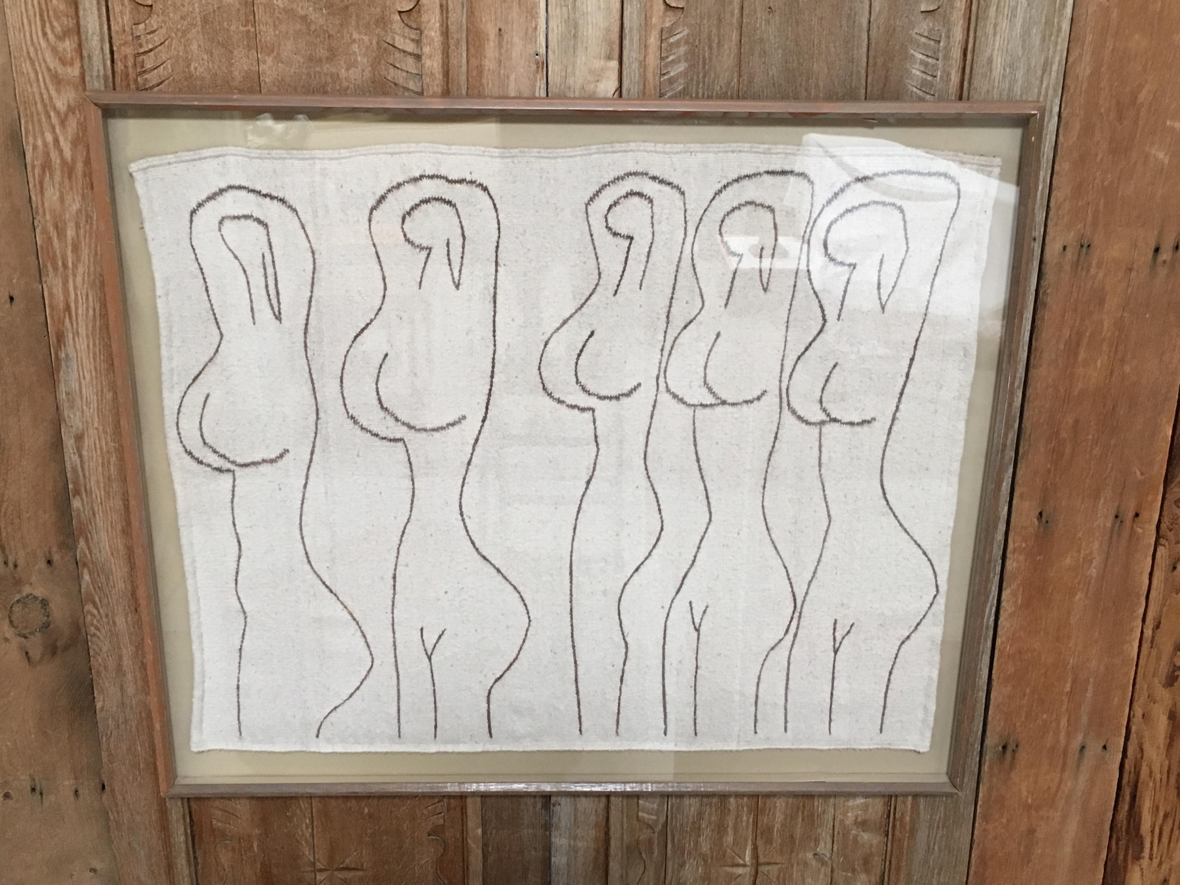 20th Century Fiber Art Weaving, Nude Dancers