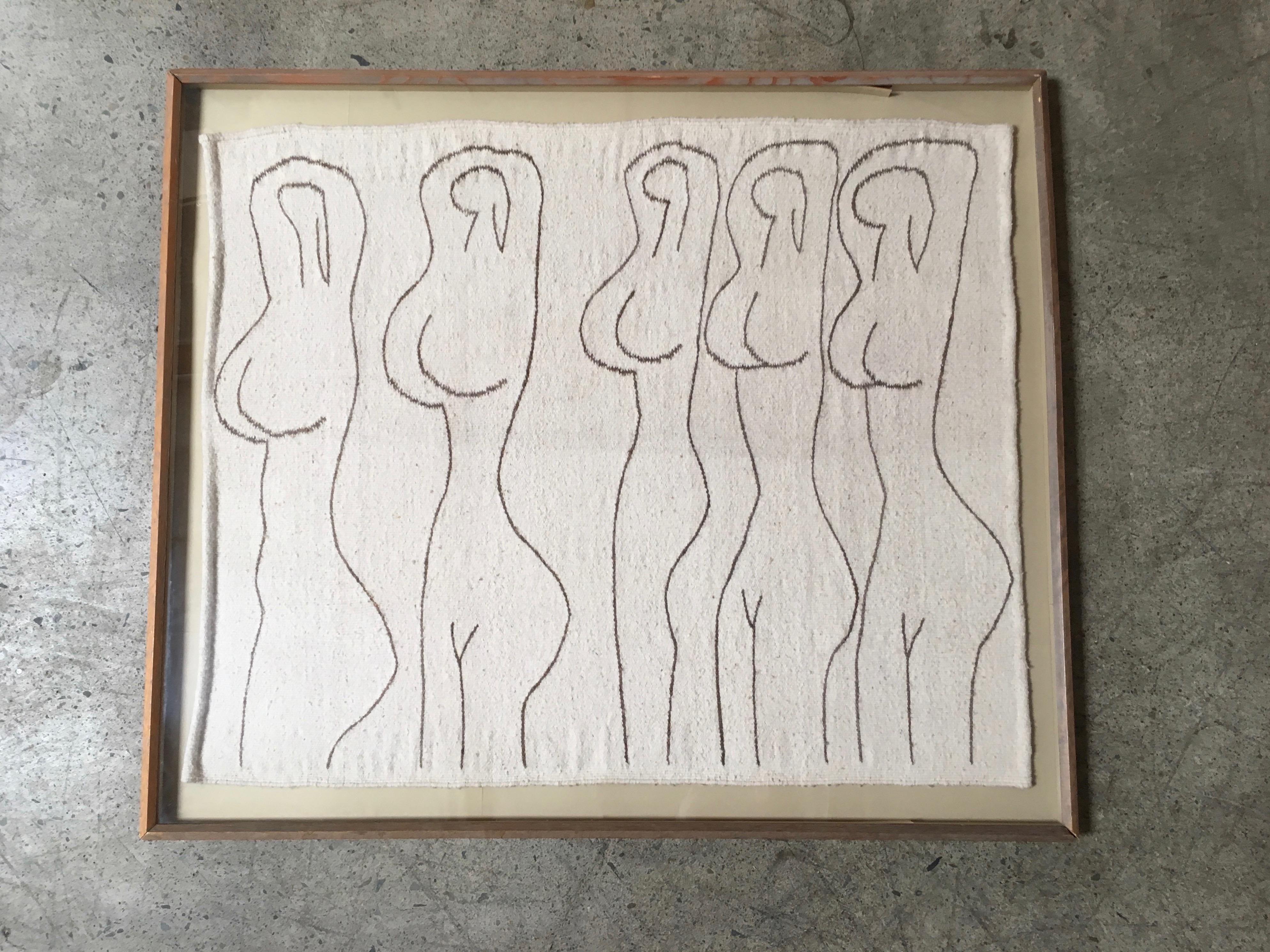 Fiber Art Weaving, Nude Dancers 1
