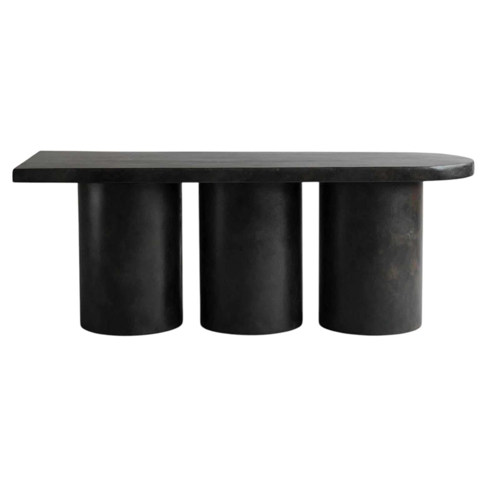 Fiber Concrete Bench in Coffee Finish Contemporary Brutalist Design For Sale