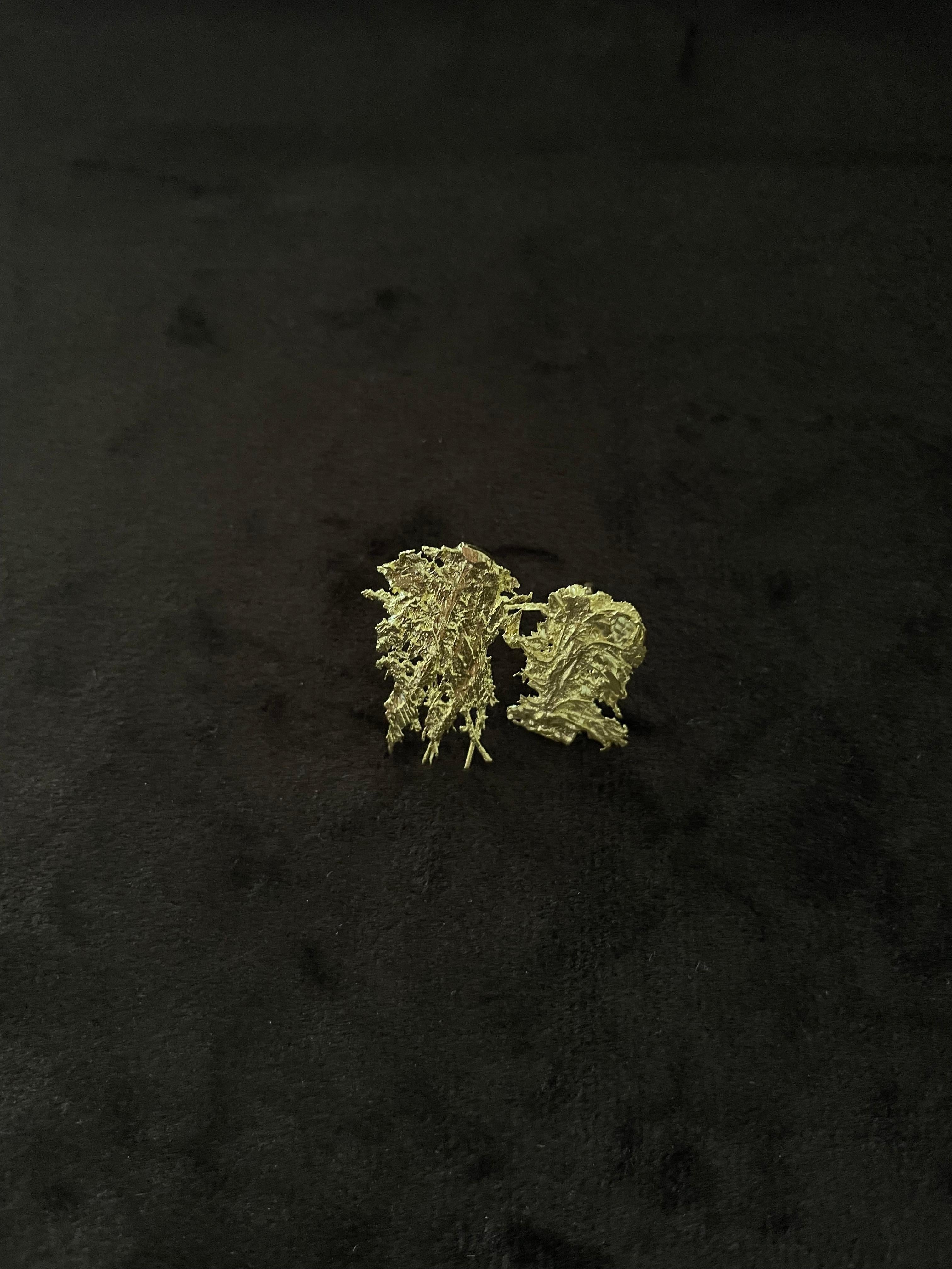 Artist Fiber Textured Earrings in 18K Yellow Gold For Sale