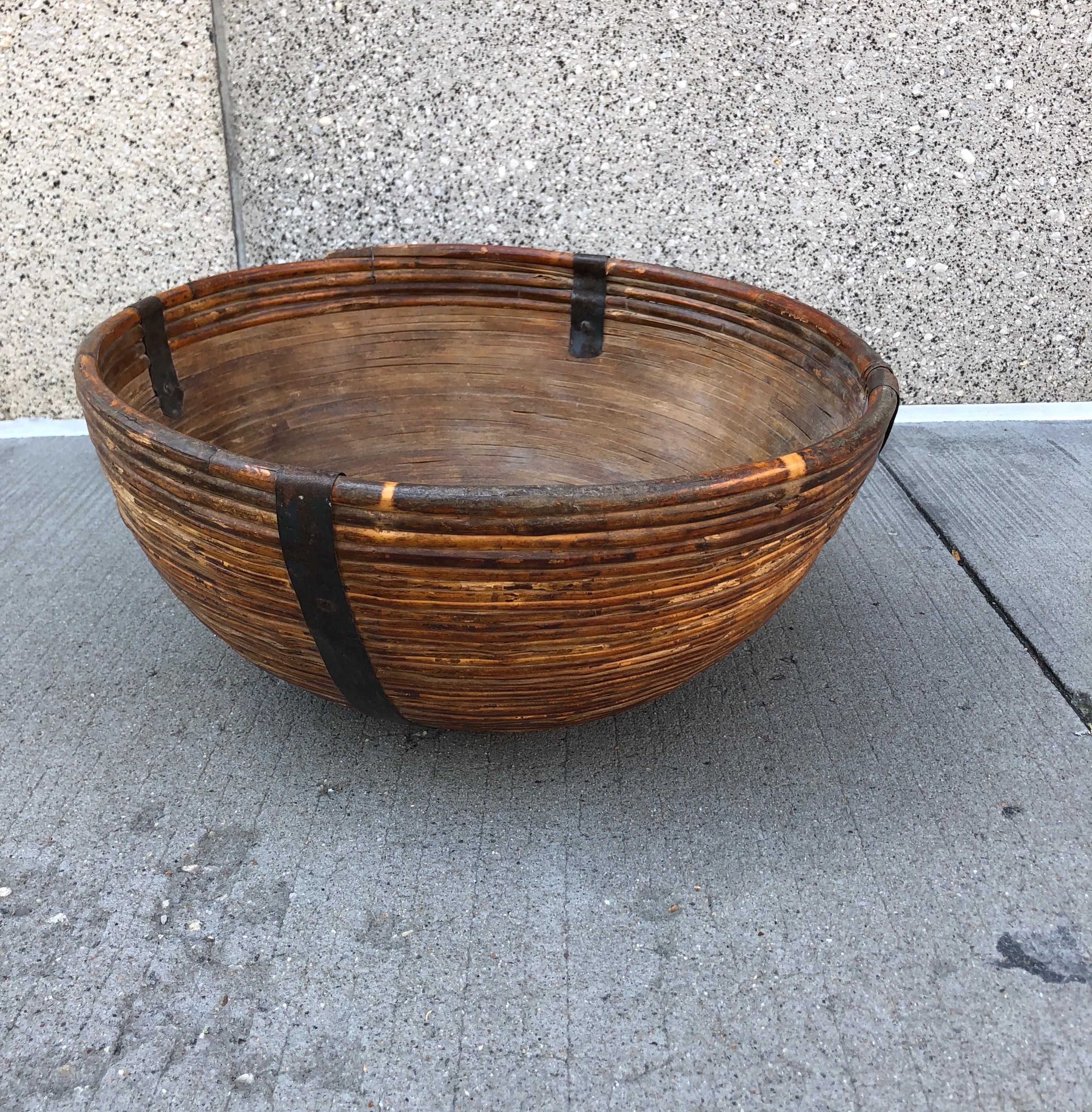Bamboo Fiber/Wood Bowl with Metal Supports