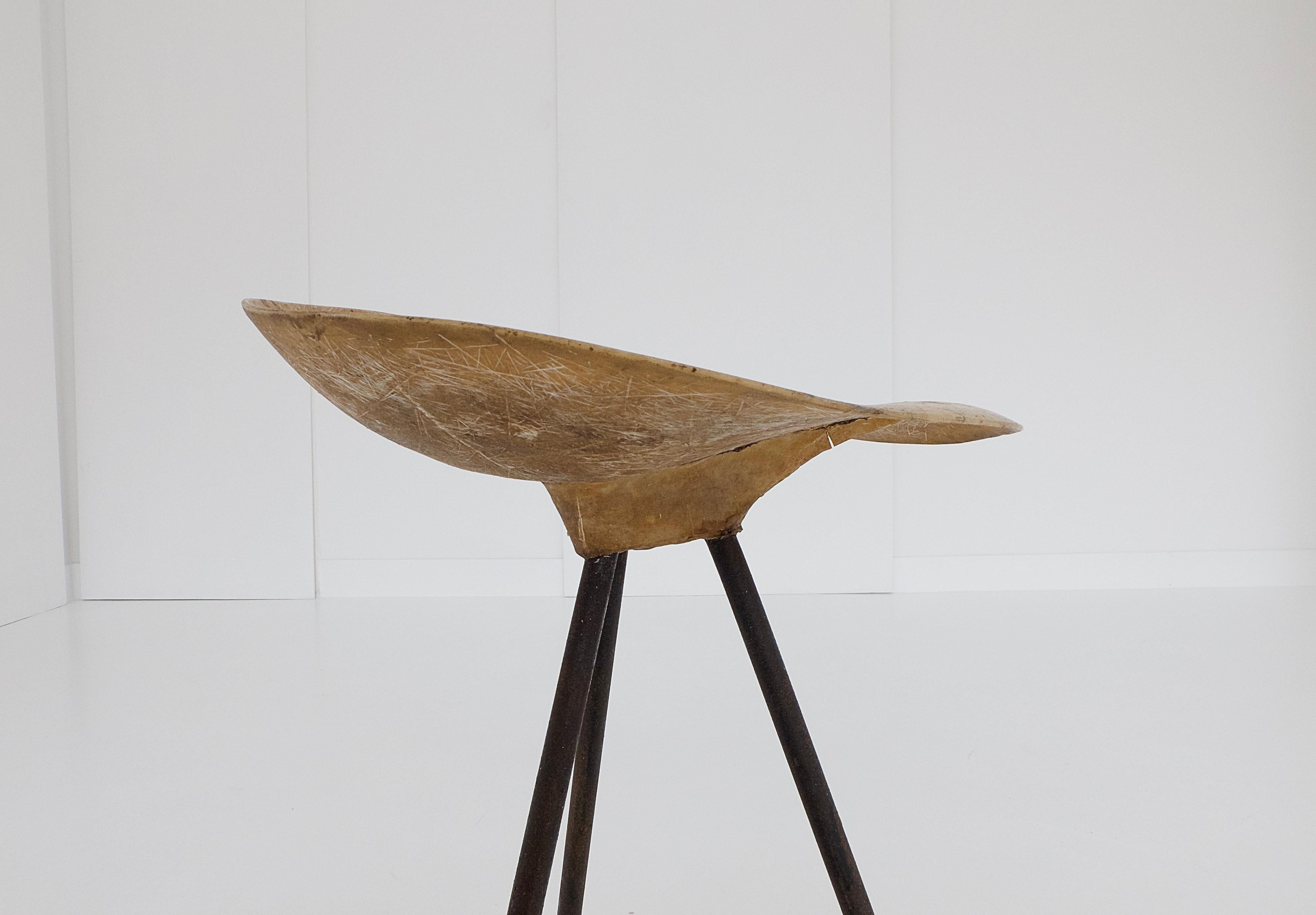 Mid-Century Modern Fiberglas Tripod Stool by Jean Raymond Picard for Seta, France, circa 1955