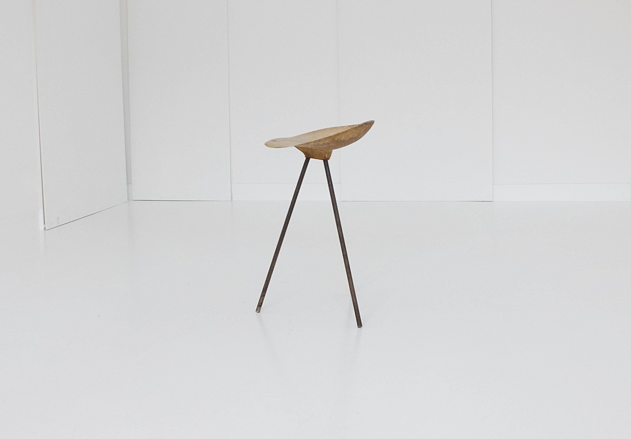 French Fiberglas Tripod Stool by Jean Raymond Picard for Seta, France, circa 1955