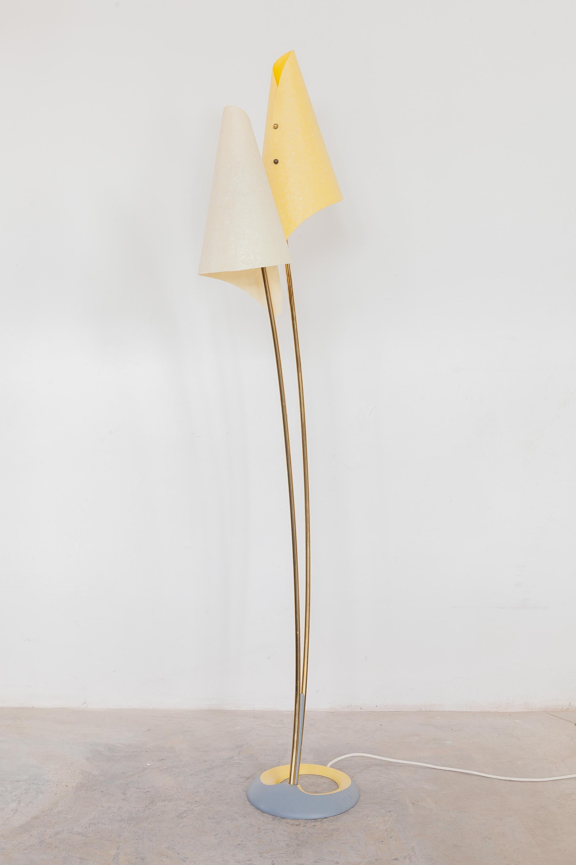 German Fiberglass 1950s Two Shade Floorlamp