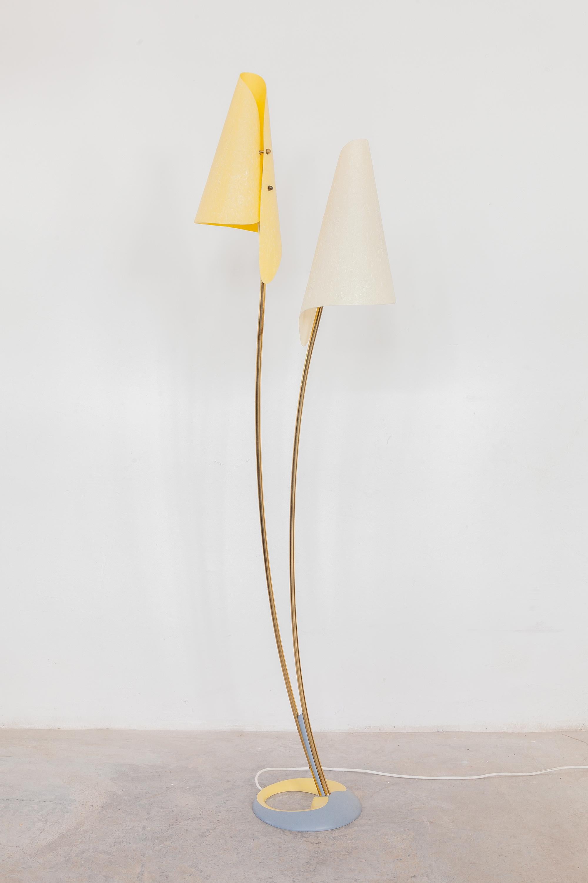 Hand-Crafted Fiberglass 1950s Two Shade Floorlamp