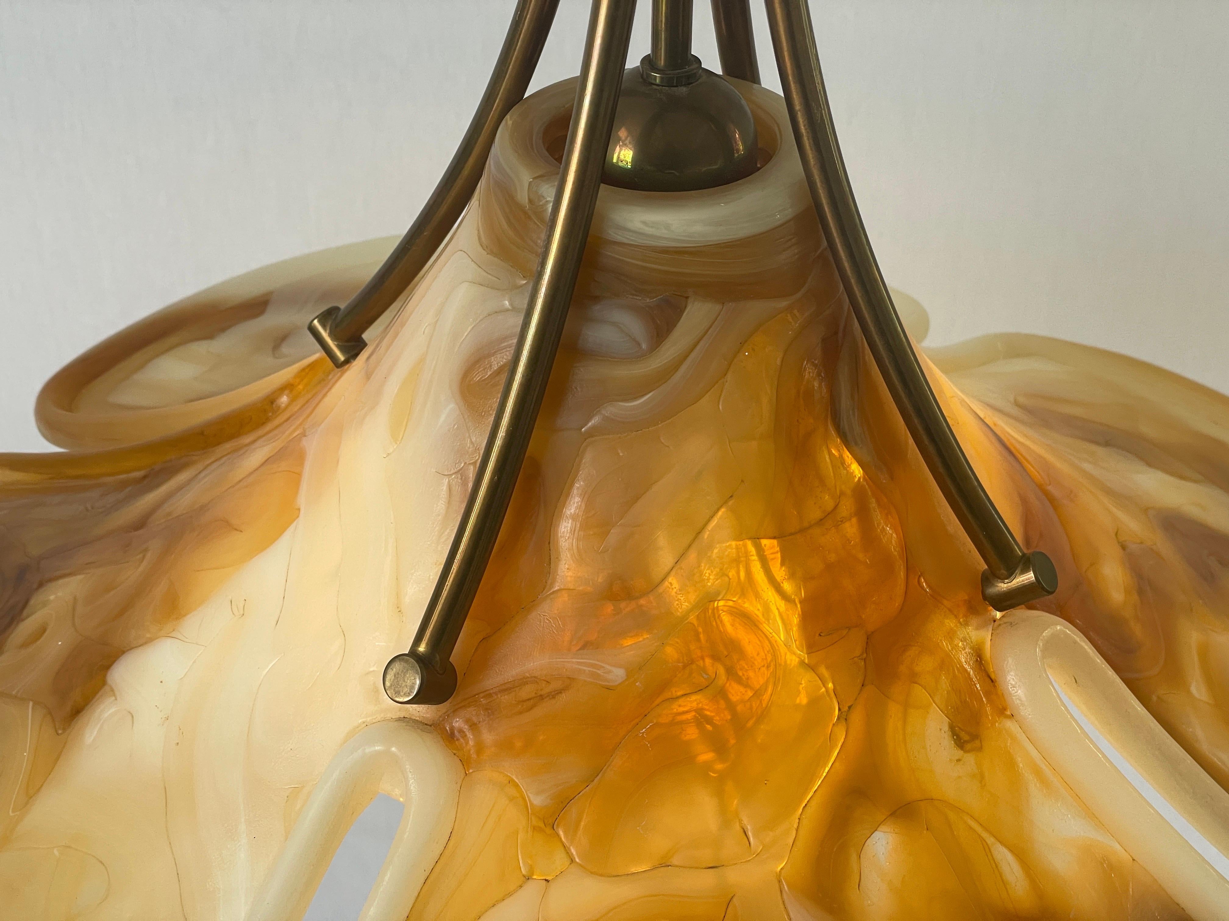 Fiberglass and Brass Large Pendant Lamp by Cosack, 1960s, Germany For Sale 11