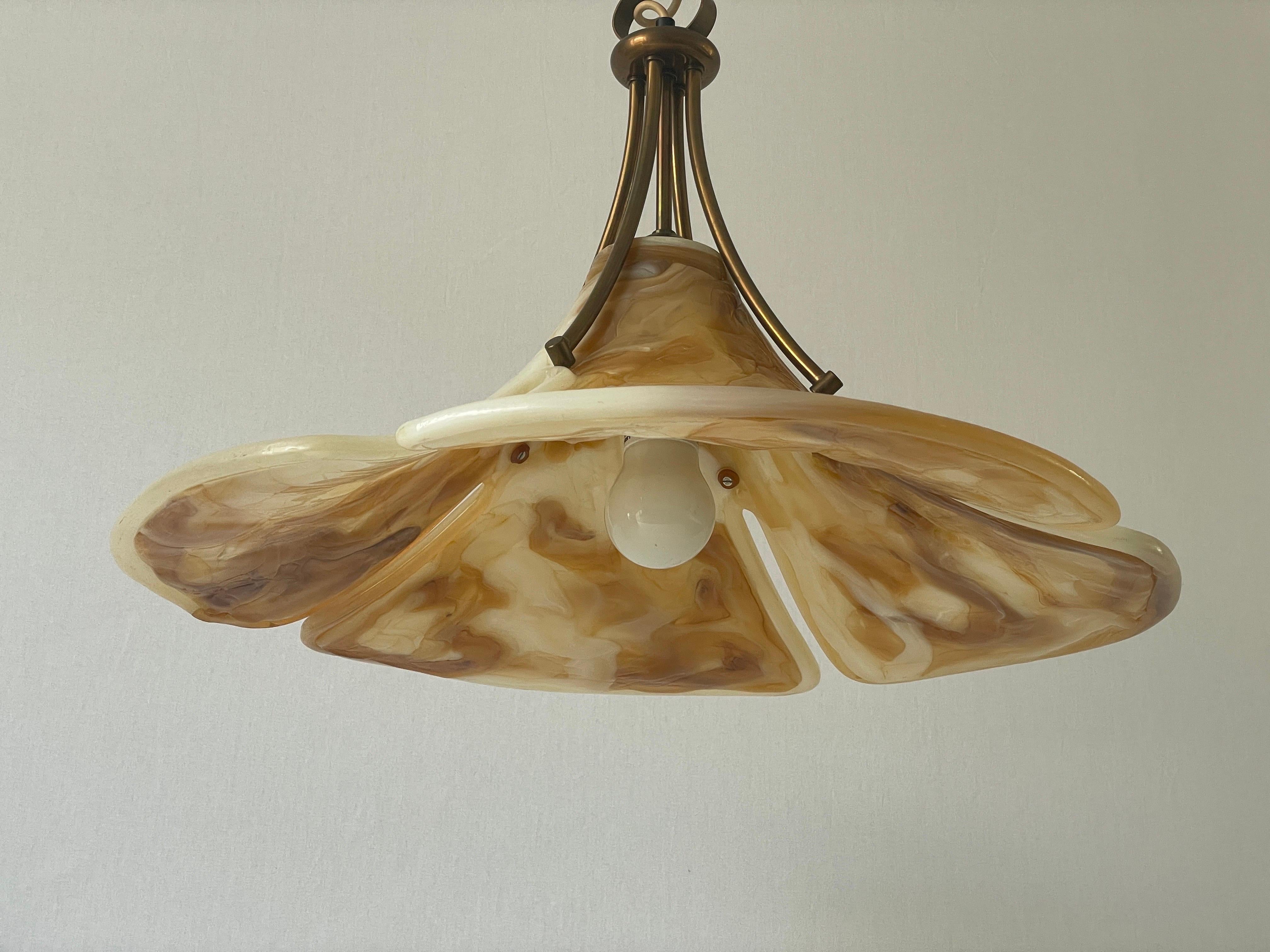 Mid-Century Modern Fiberglass and Brass Large Pendant Lamp by Cosack, 1960s, Germany For Sale