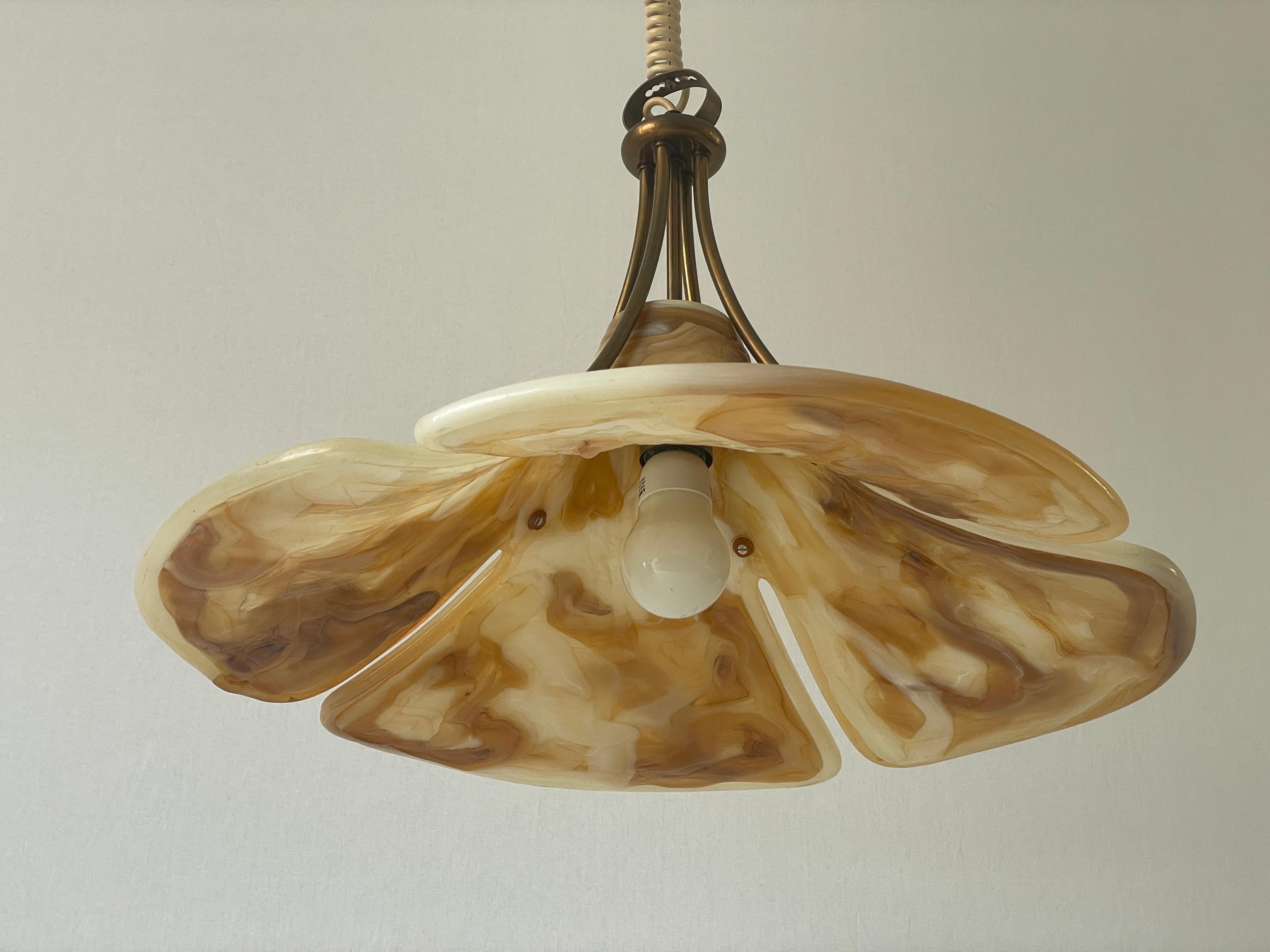Fiberglass and Brass Large Pendant Lamp by Cosack, 1960s, Germany In Excellent Condition For Sale In Hagenbach, DE