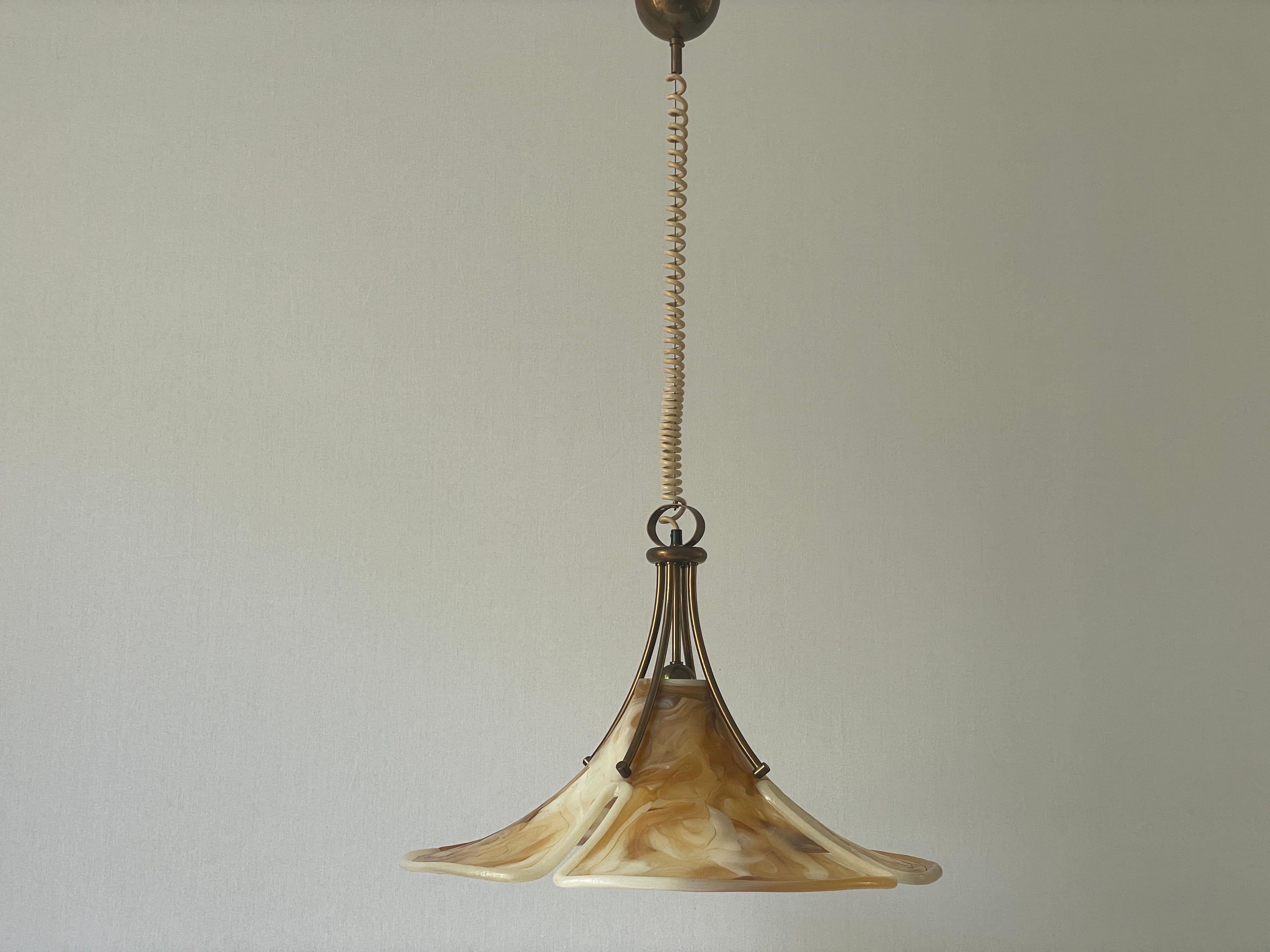 Fiberglass and Brass Large Pendant Lamp by Cosack, 1960s, Germany For Sale 2
