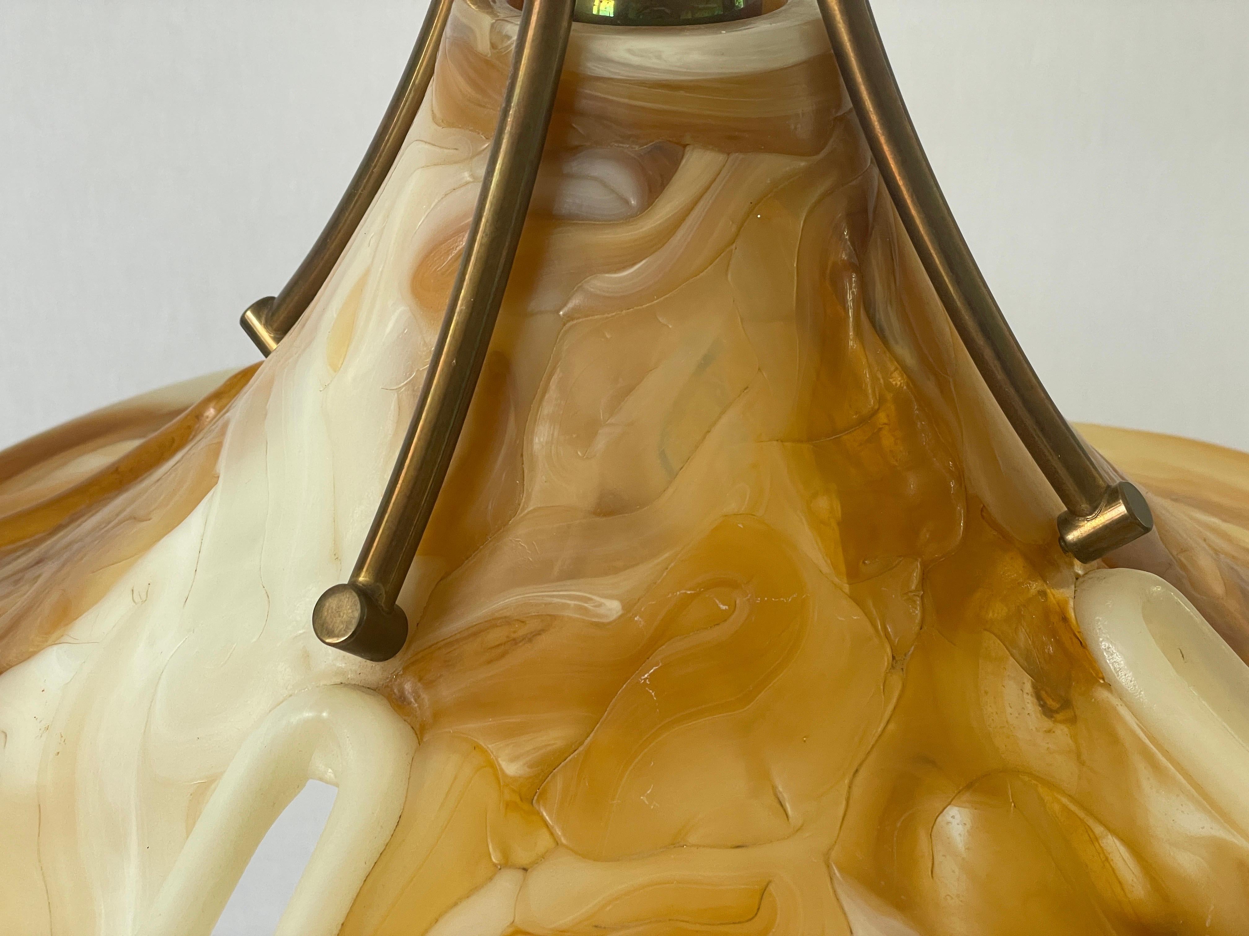 Fiberglass and Brass Large Pendant Lamp by Cosack, 1960s, Germany For Sale 4
