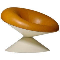 Chaise "Diabolo" en fibre de verre et cuir de Ben Swildens:: années 1960