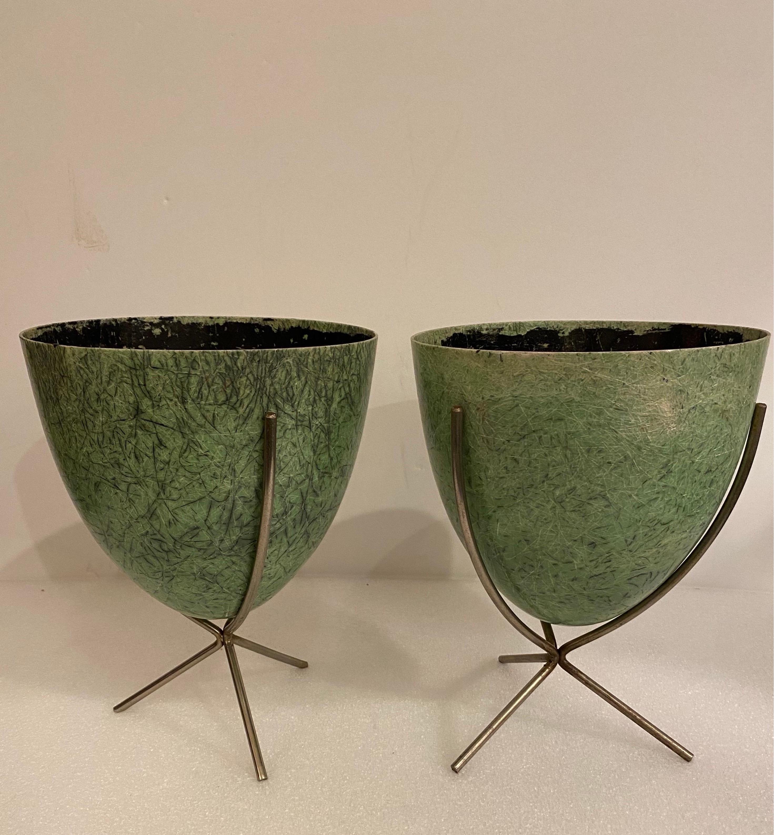 Mid-20th Century Fiberglass Bullet Planters, Kimball Manufacturing Co. For Sale
