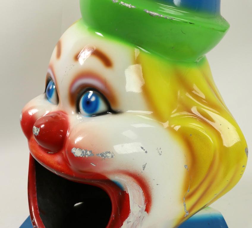 Mid-Century Modern Fiberglass Clown Trash Can Topper Lid
