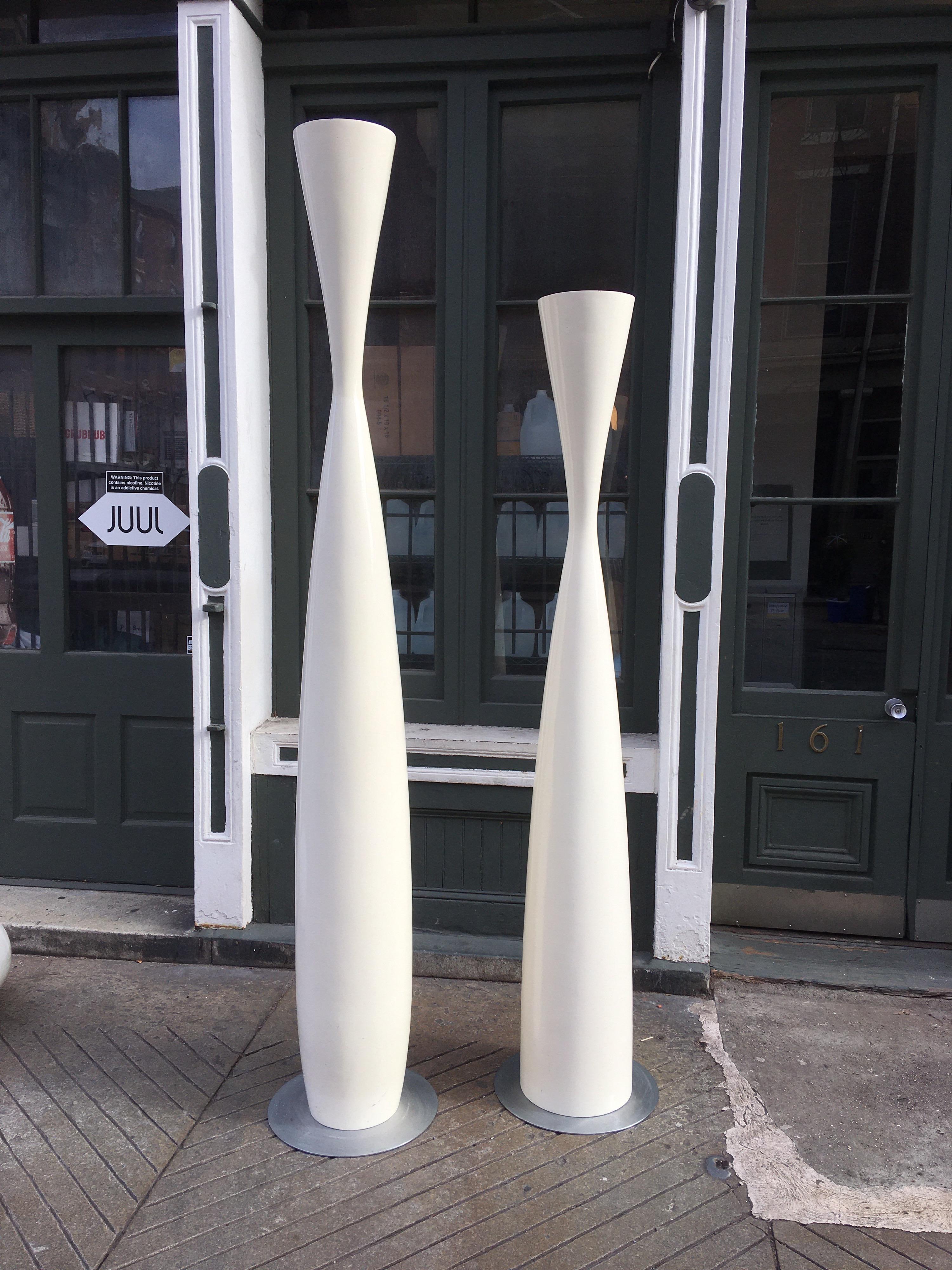 Fiberglass columns form Bonton retail stores, used in the 1980s and 1990s perfect for the Garden or next to the pool! Painted finish presents very well! A couple other shapes available, see photos. One column is 98