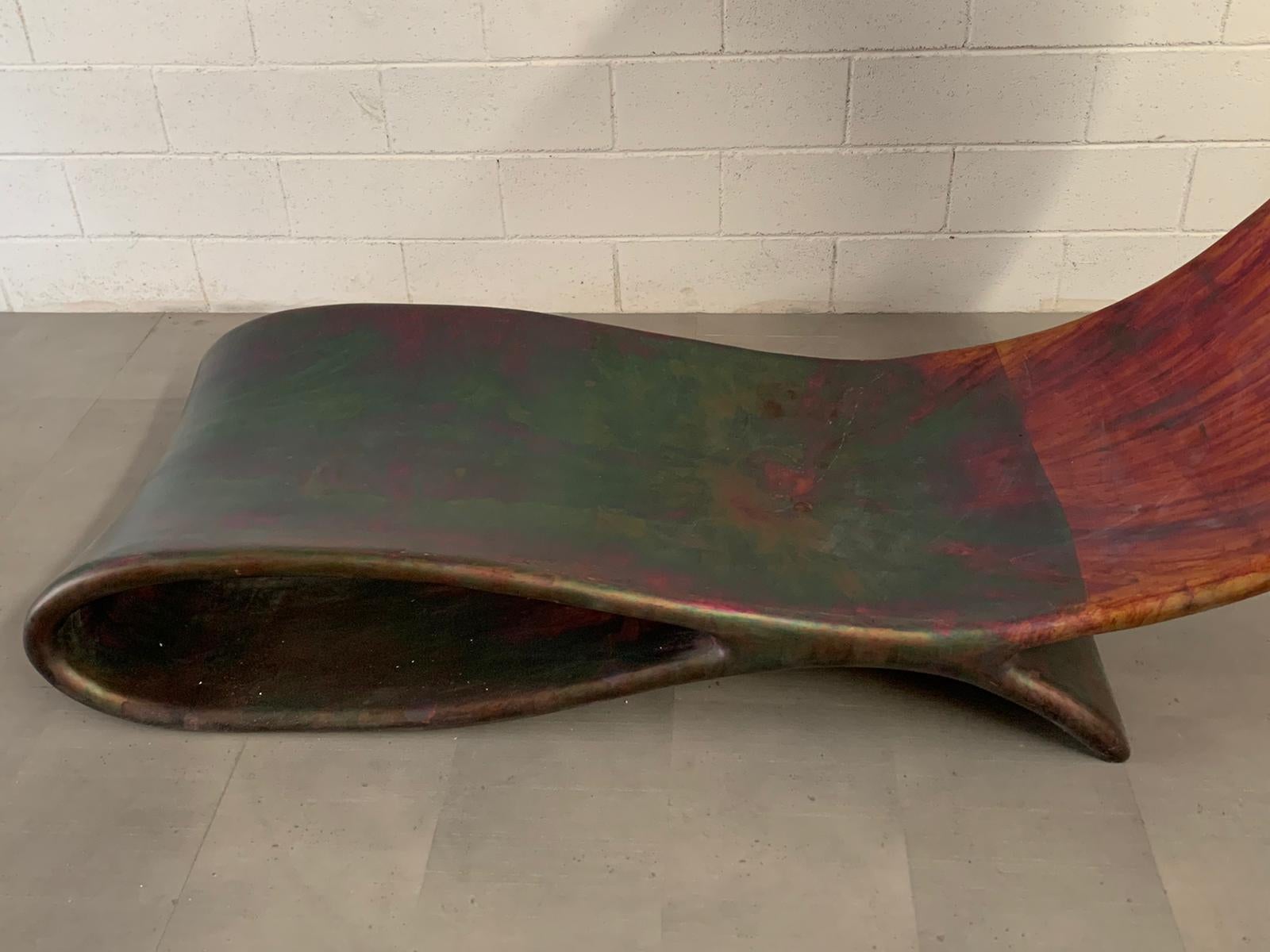 Fiberglass & Copper Chaise Lounge by Ravi Sing for Marco Polo Italia, 1990s For Sale 4