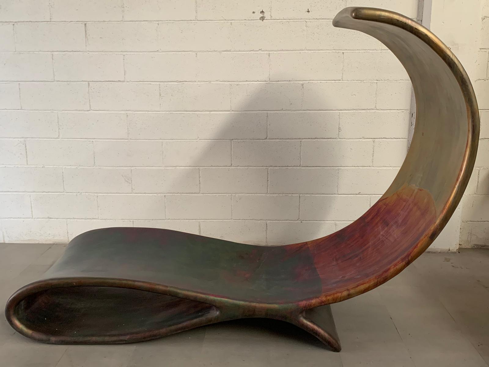 Fiberglass & Copper Chaise Lounge by Ravi Sing for Marco Polo Italia, 1990s For Sale 5