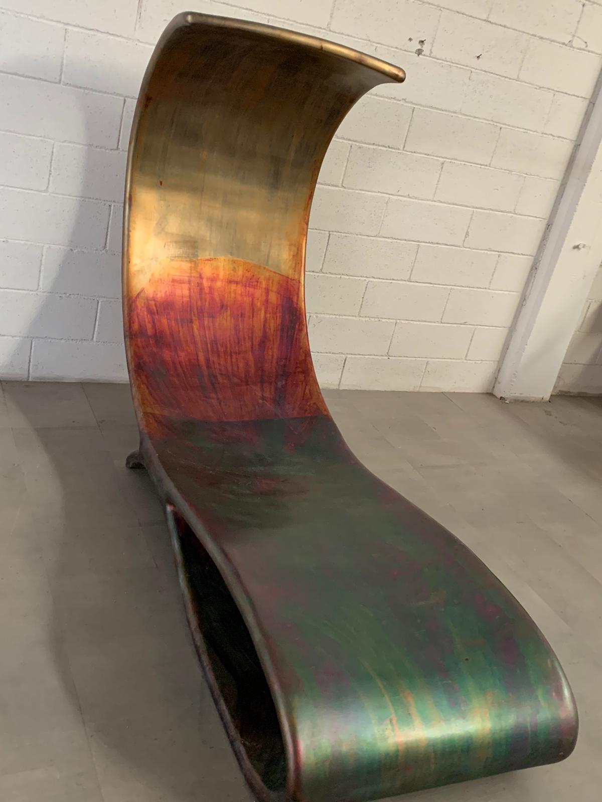 Modern Fiberglass & Copper Chaise Lounge by Ravi Sing for Marco Polo Italia, 1990s For Sale