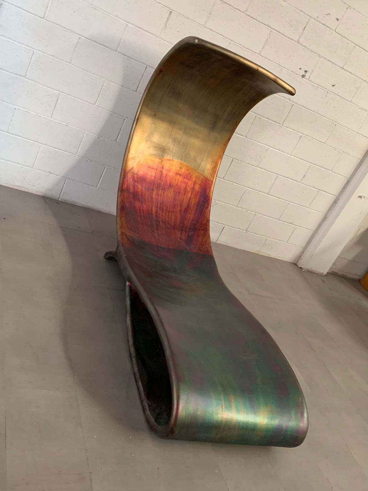 Late 20th Century Fiberglass & Copper Chaise Lounge by Ravi Sing for Marco Polo Italia, 1990s For Sale