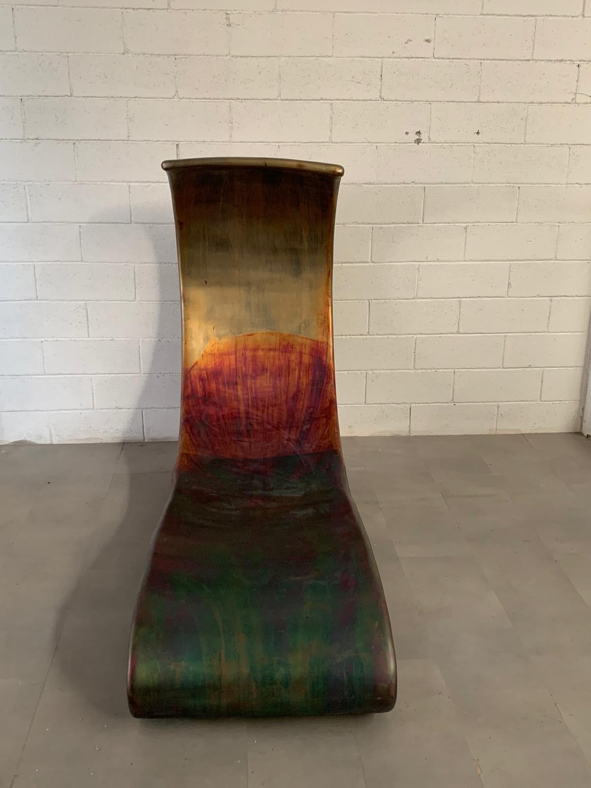 Fiberglass & Copper Chaise Lounge by Ravi Sing for Marco Polo Italia, 1990s For Sale 2