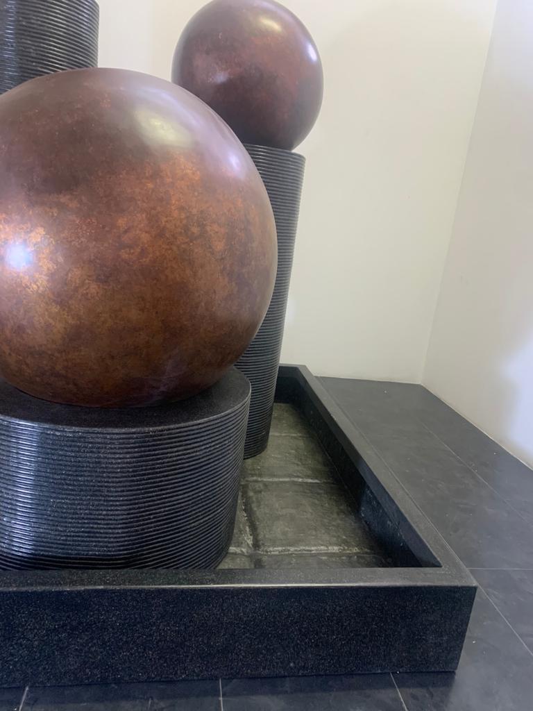 Fiberglass Fountain with Rotating Copper Balls by Ravi Shing, 1990 For Sale 3
