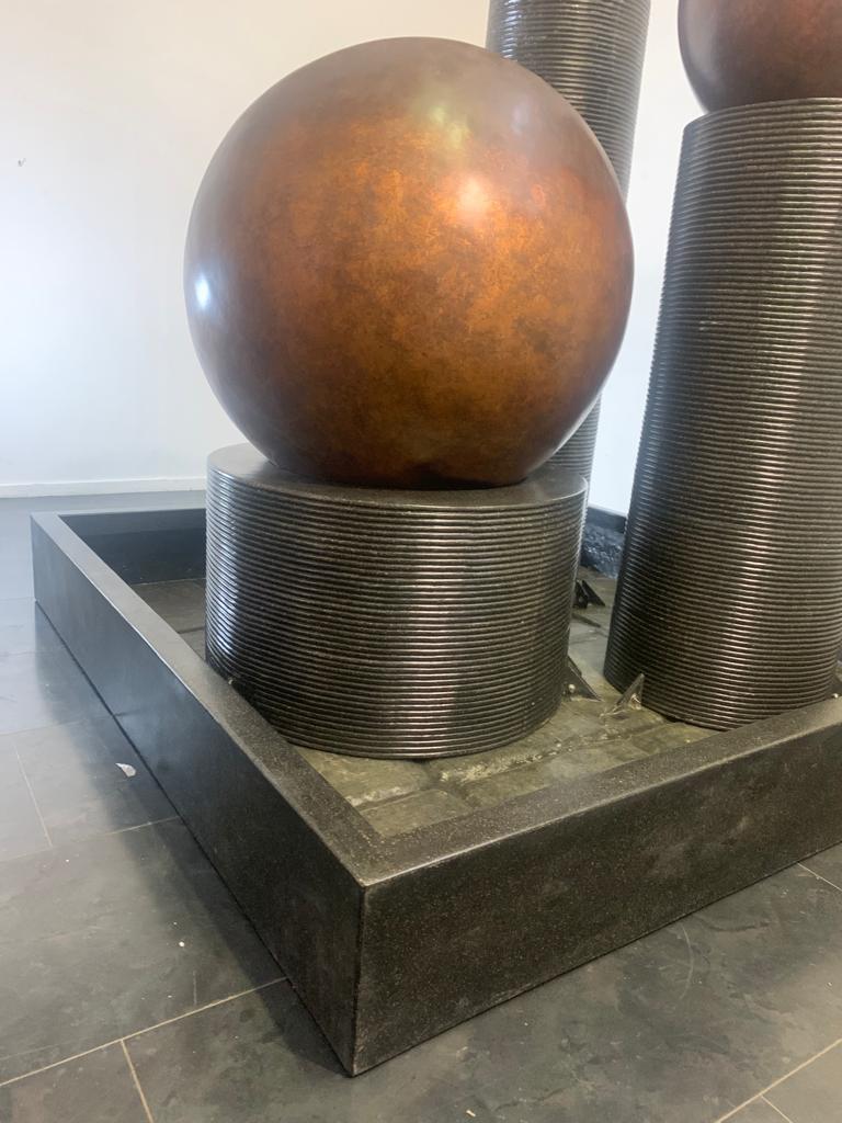 Philippine Fiberglass Fountain with Rotating Copper Balls by Ravi Shing, 1990 For Sale