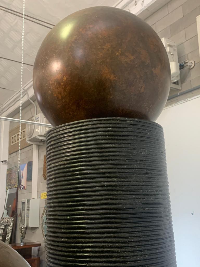 Late 20th Century Fiberglass Fountain with Rotating Copper Balls by Ravi Shing, 1990 For Sale