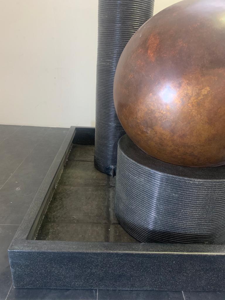 Fiberglass Fountain with Rotating Copper Balls by Ravi Shing, 1990 For Sale 2