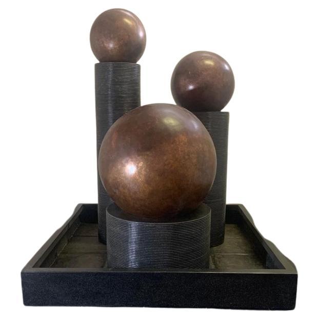 Fiberglass Fountain with Rotating Copper Balls by Ravi Shing, 1990 For Sale