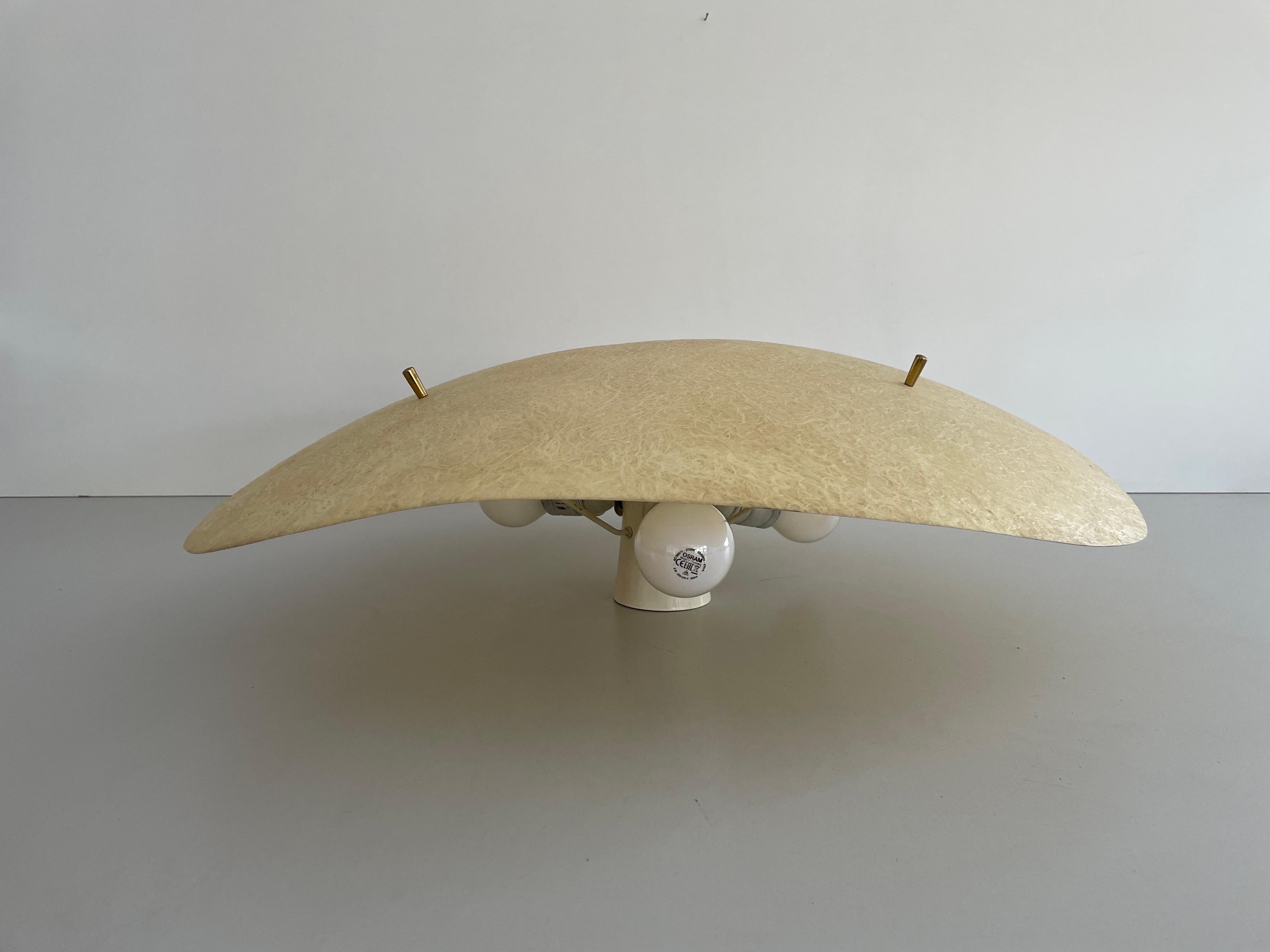 Mid-20th Century Fiberglass Large Flush Mount Ceiling Lamp, 1960s, Germany For Sale