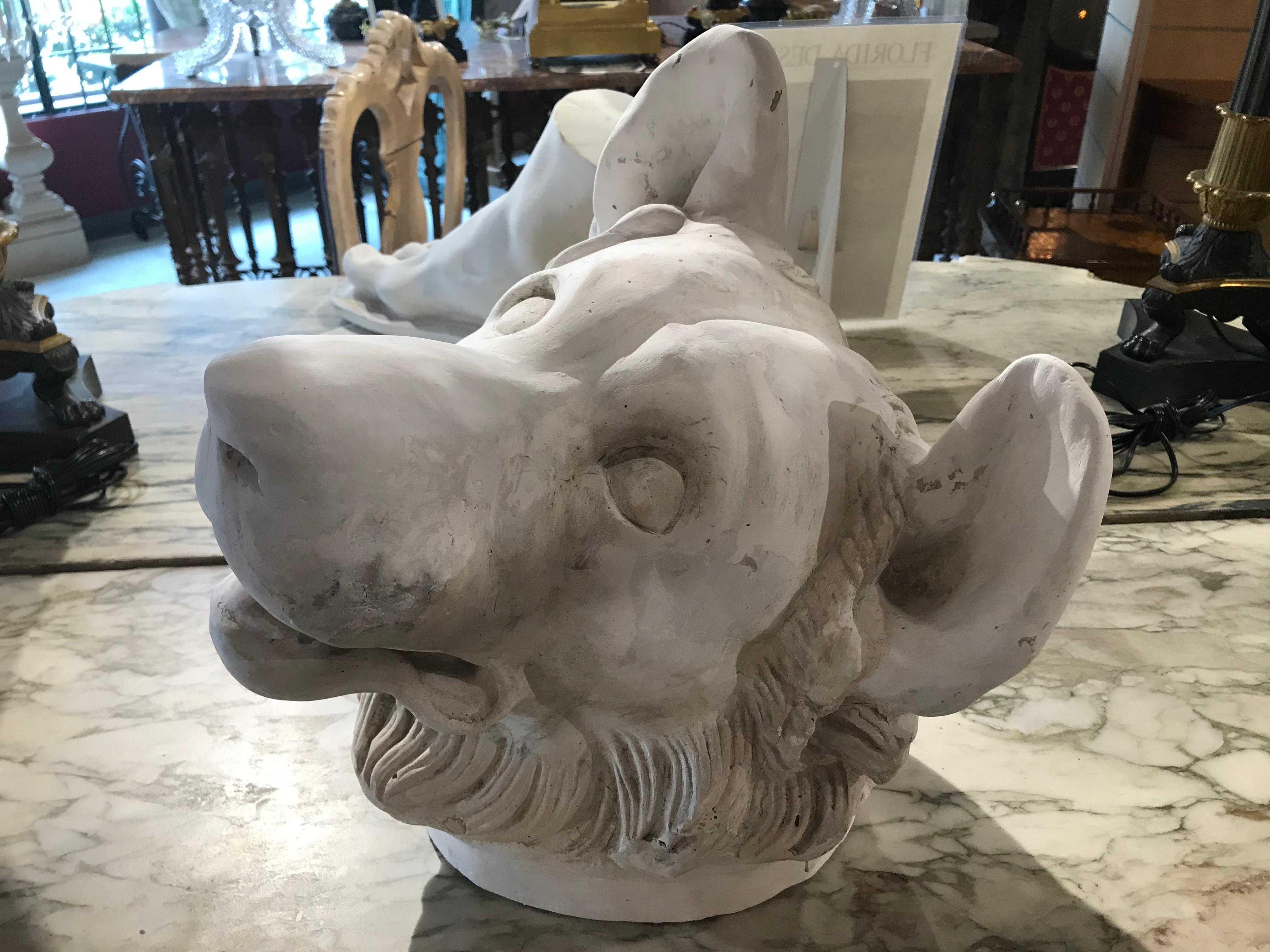 Fiberglass and plaster head of bear, early 20th century

Dimensions:
H 16