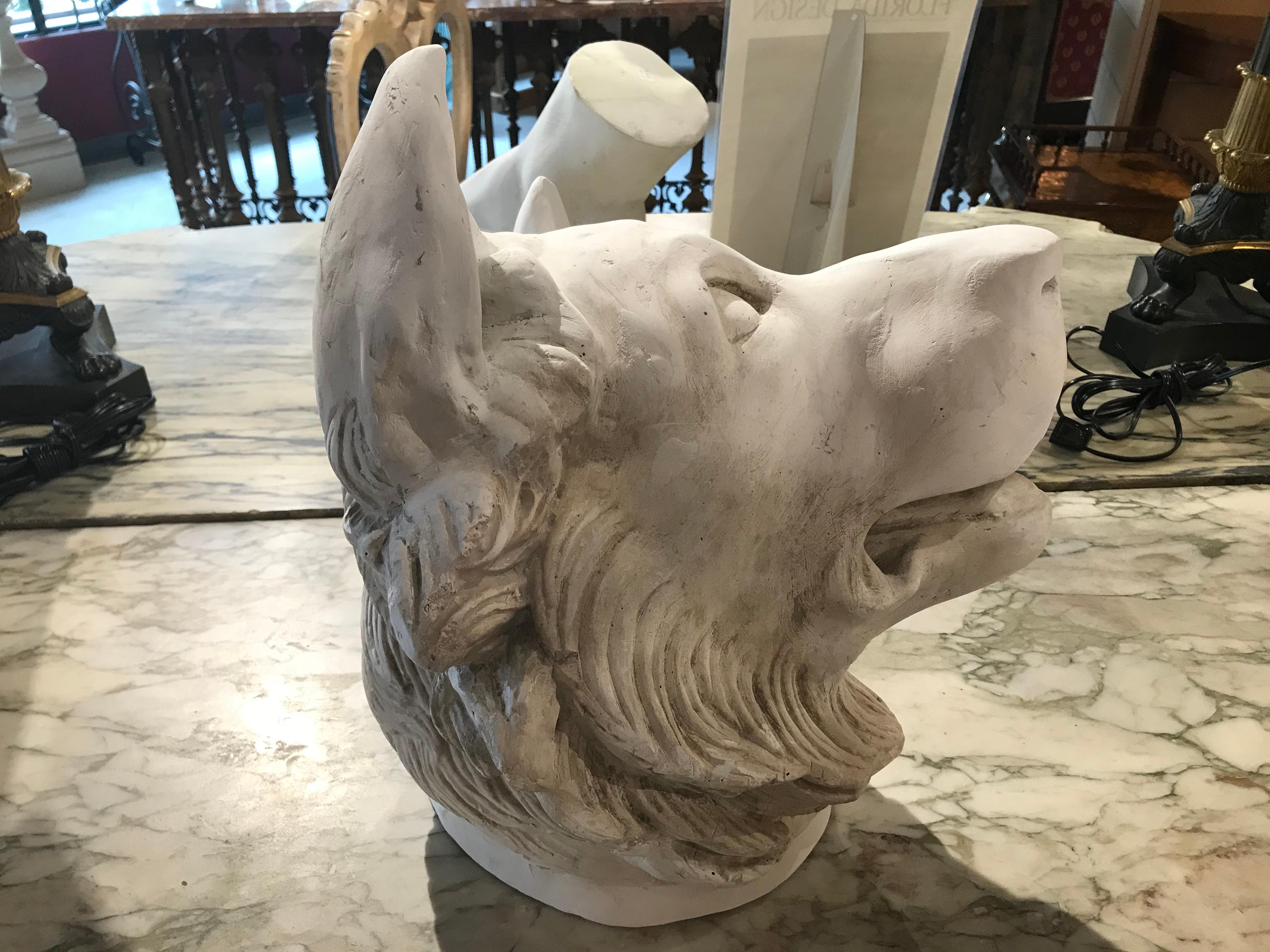 French Fiberglass and Plaster Head of Bear For Sale