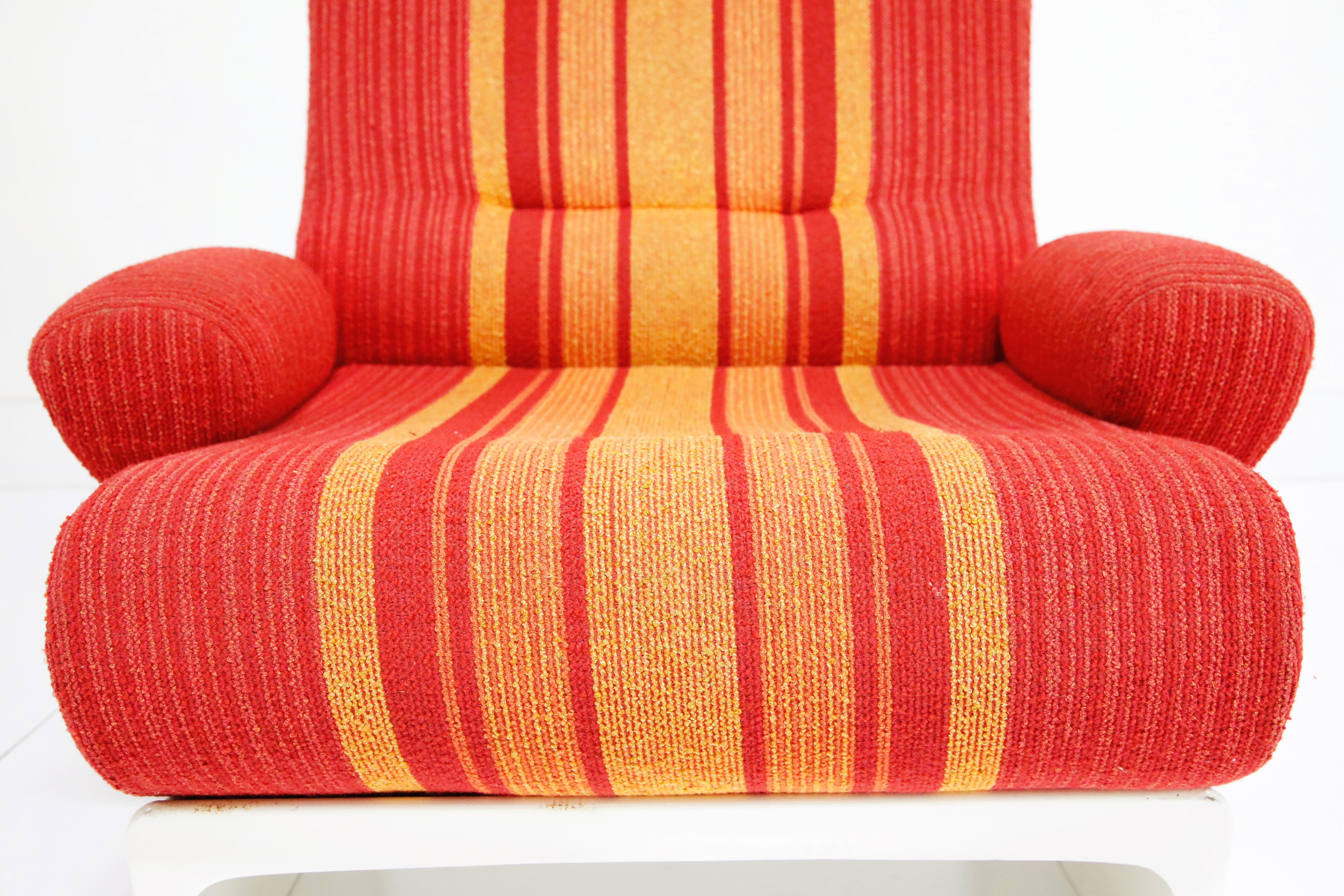 Fiberglass Scoop Lounge Chairs with Striped Fabric by Ernst Moeckl, Germany 3
