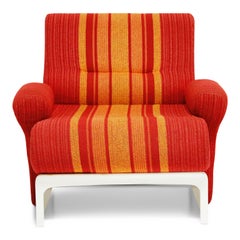 Fiberglass Scoop Lounge Chairs with Striped Fabric by Ernst Moeckl, Germany