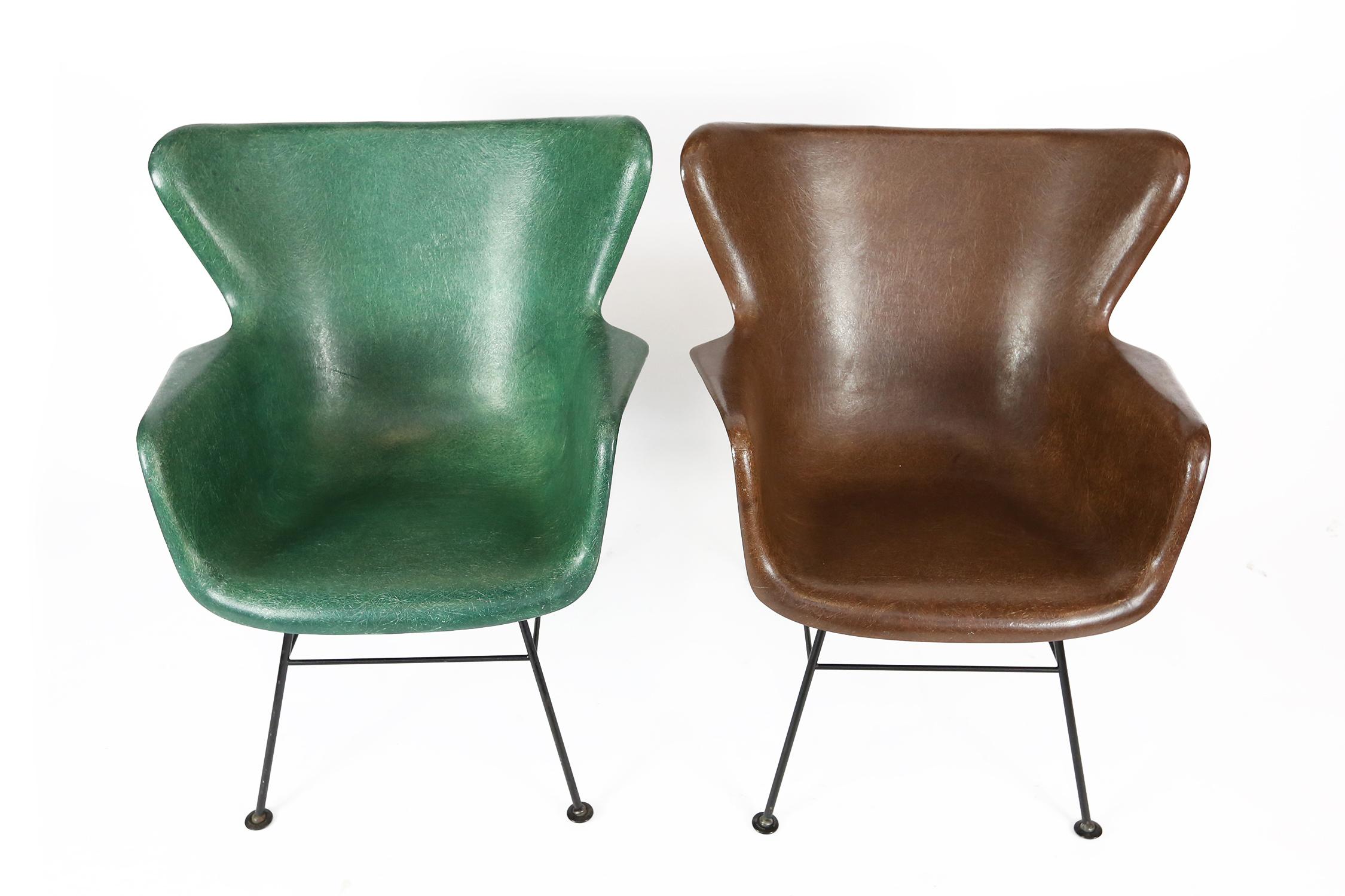 Fiberglass Shell Chairs by Lawrence Peabody for Selig, 1950s In Good Condition In Ghent, BE