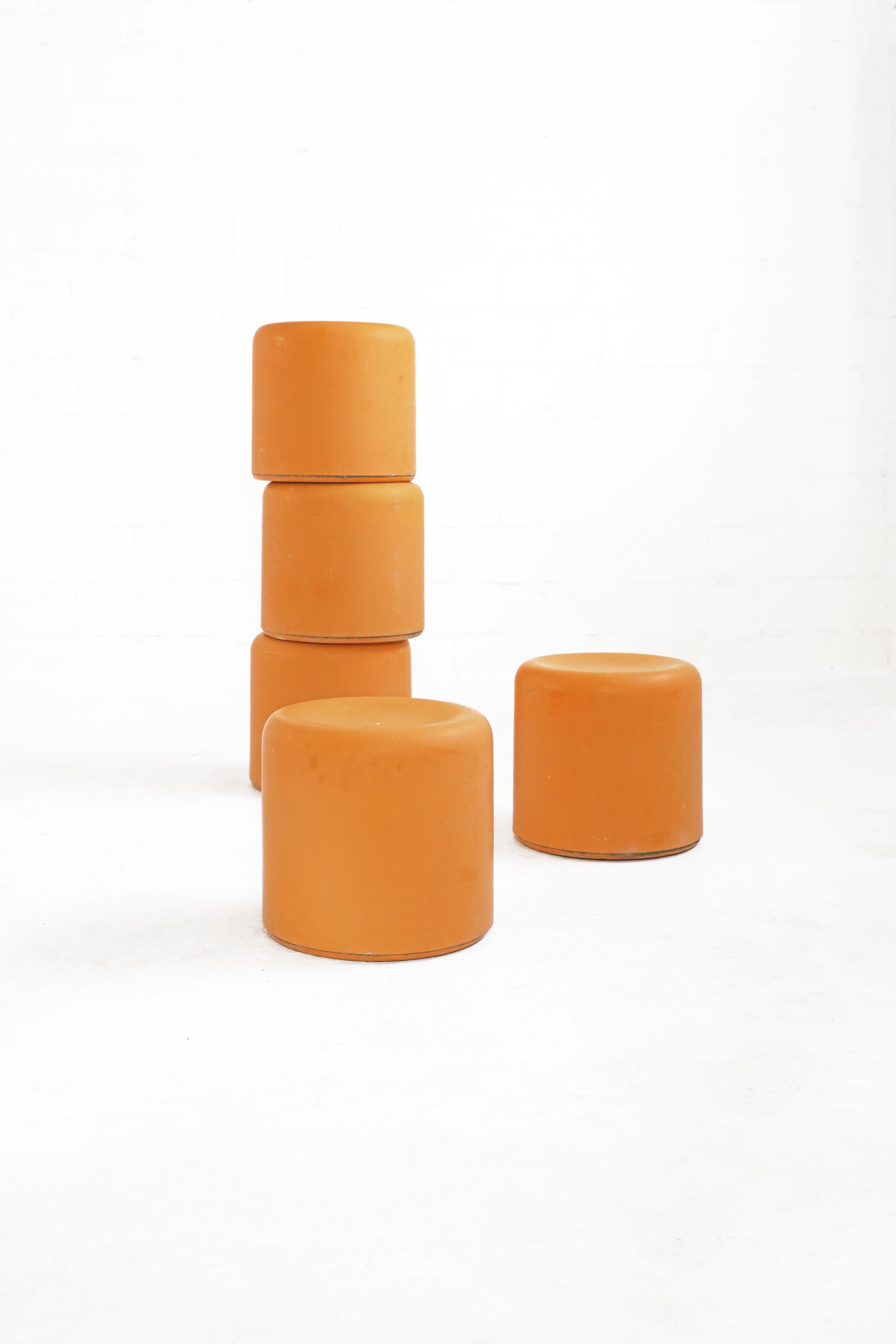Fiberglass Stool in Orange-Yellow 4