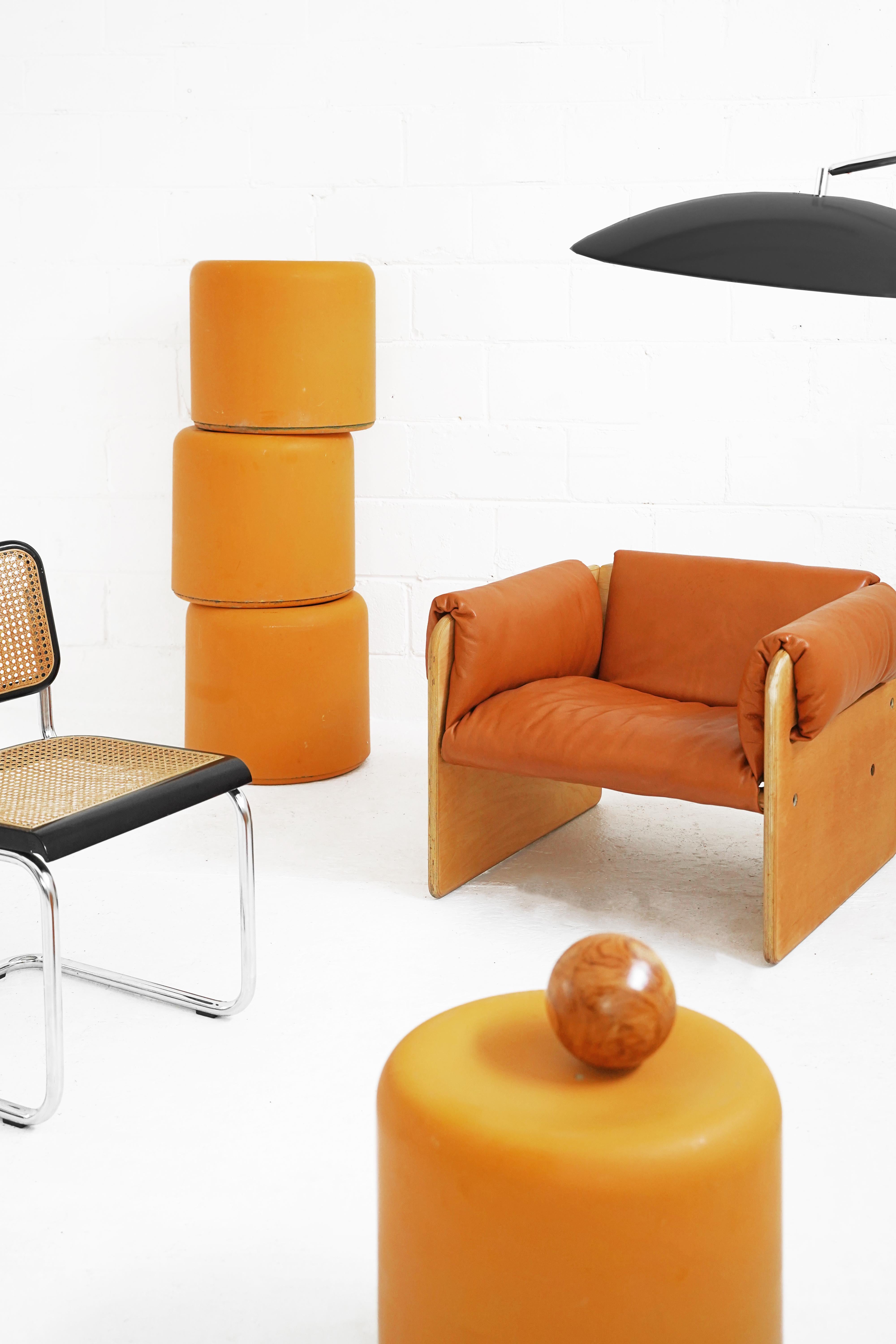 Fiberglass Stool in Orange-Yellow 7