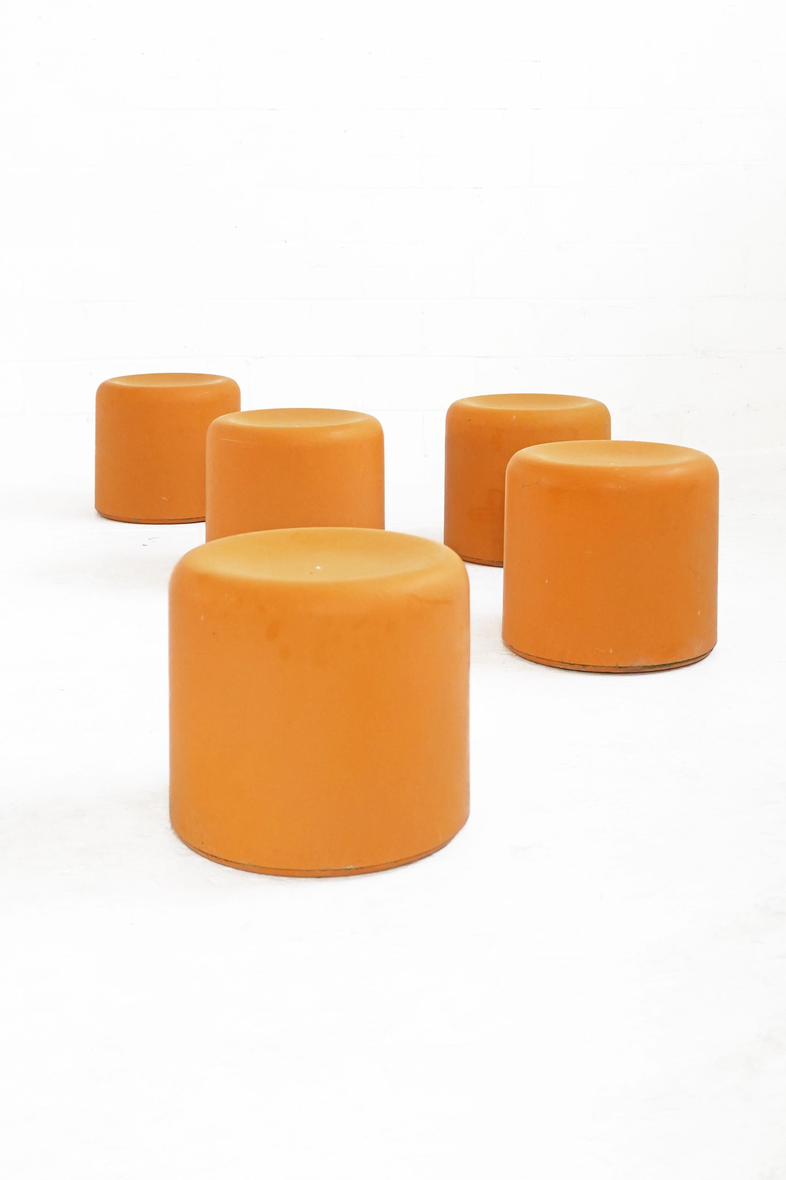 Space Age Fiberglass Stool in Orange-Yellow