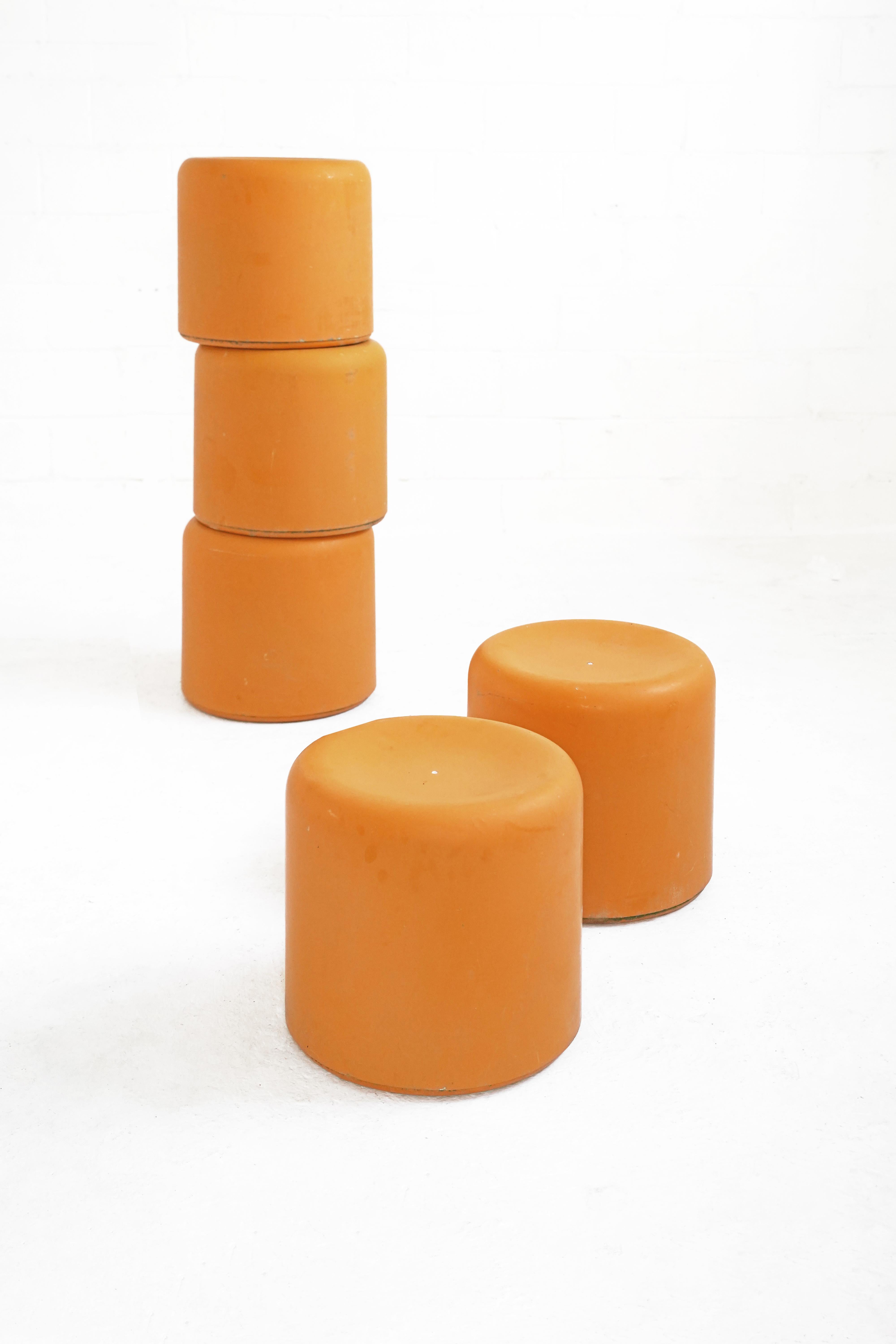 American Fiberglass Stool in Orange-Yellow