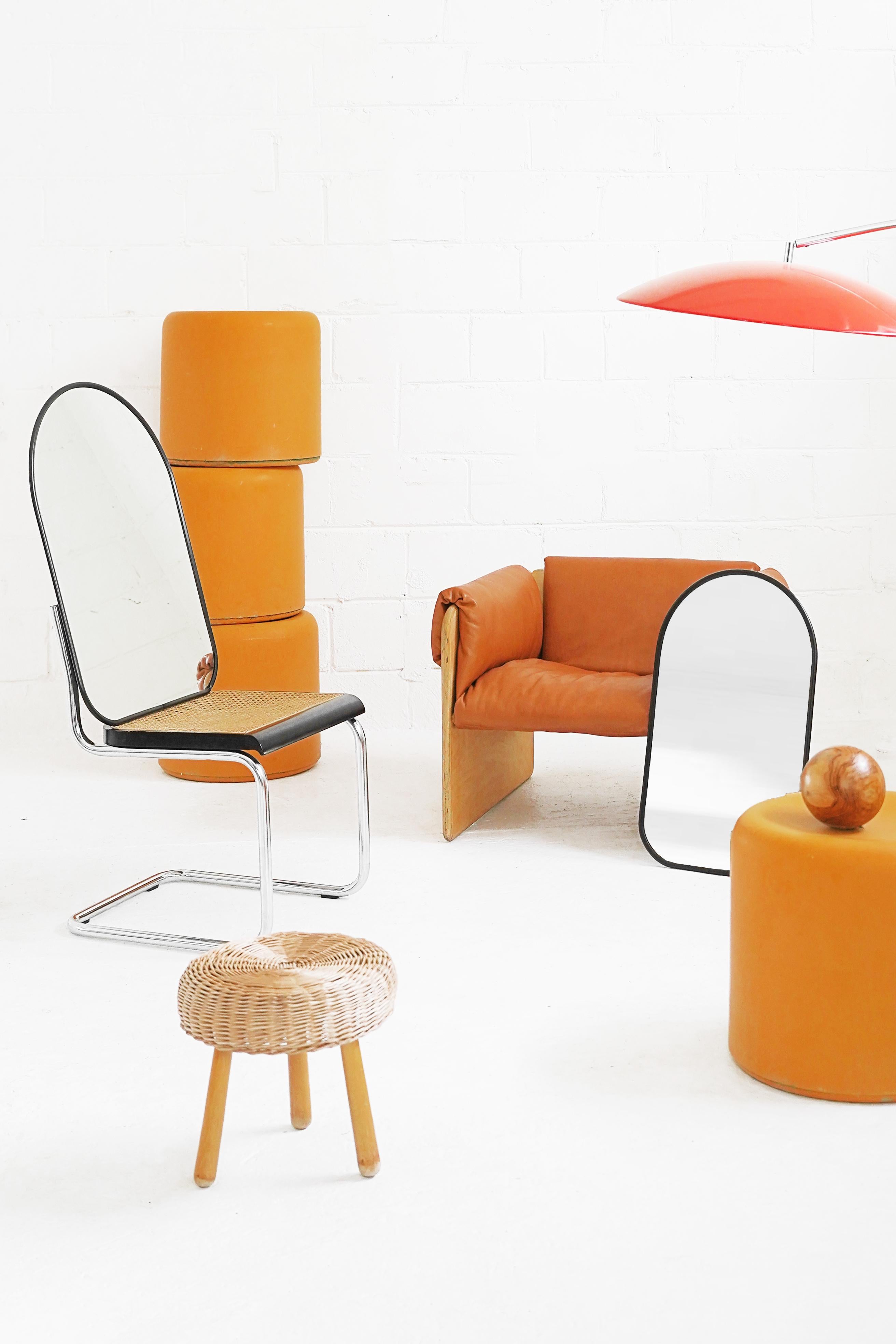 Late 20th Century Fiberglass Stool in Orange-Yellow