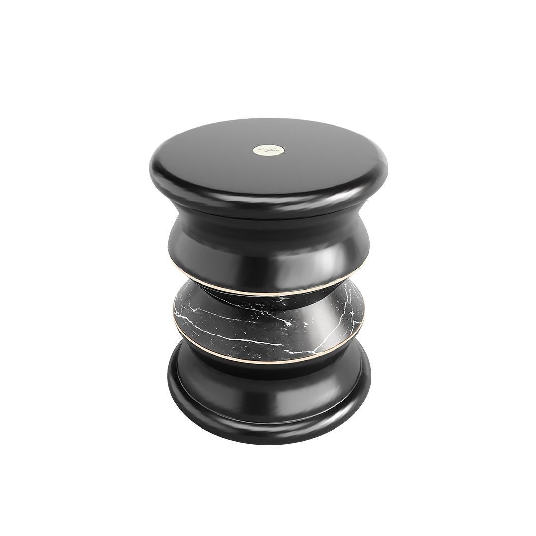 Portuguese Fiberglass Stool with Copper Plating Details in White For Sale