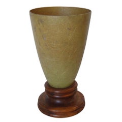 Fiberglass Torchiere Table Lamp With Wood Base