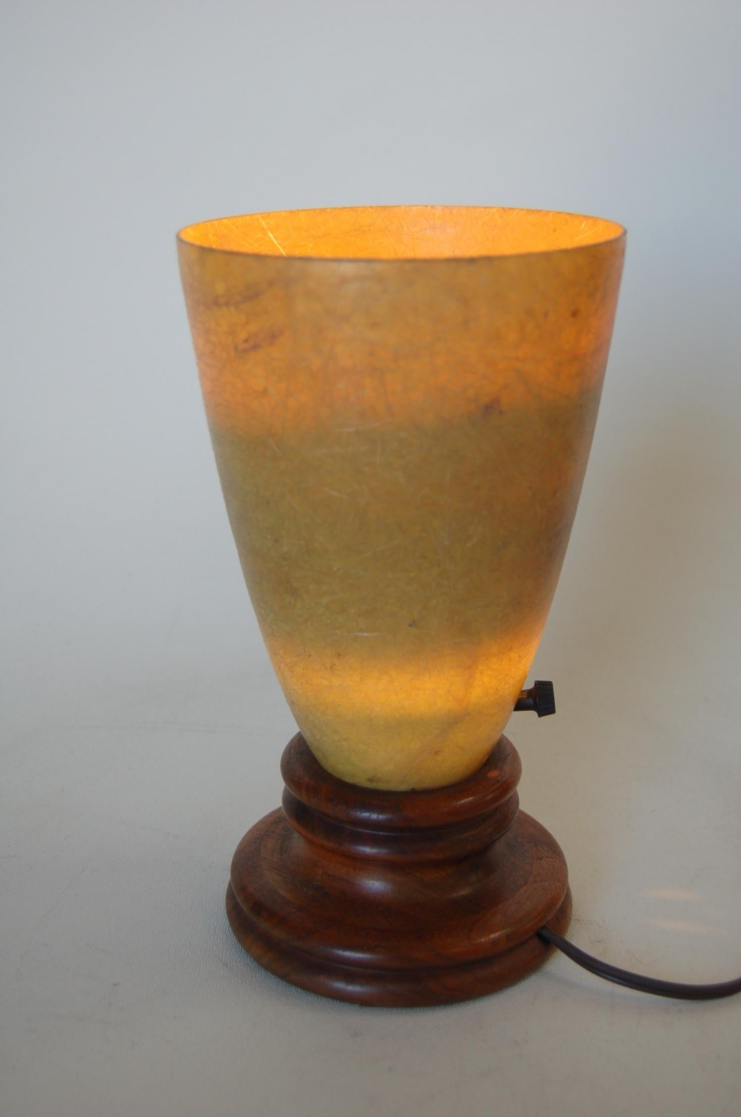 American Fiberglass Torchiere Table Lamp with Wood Base For Sale