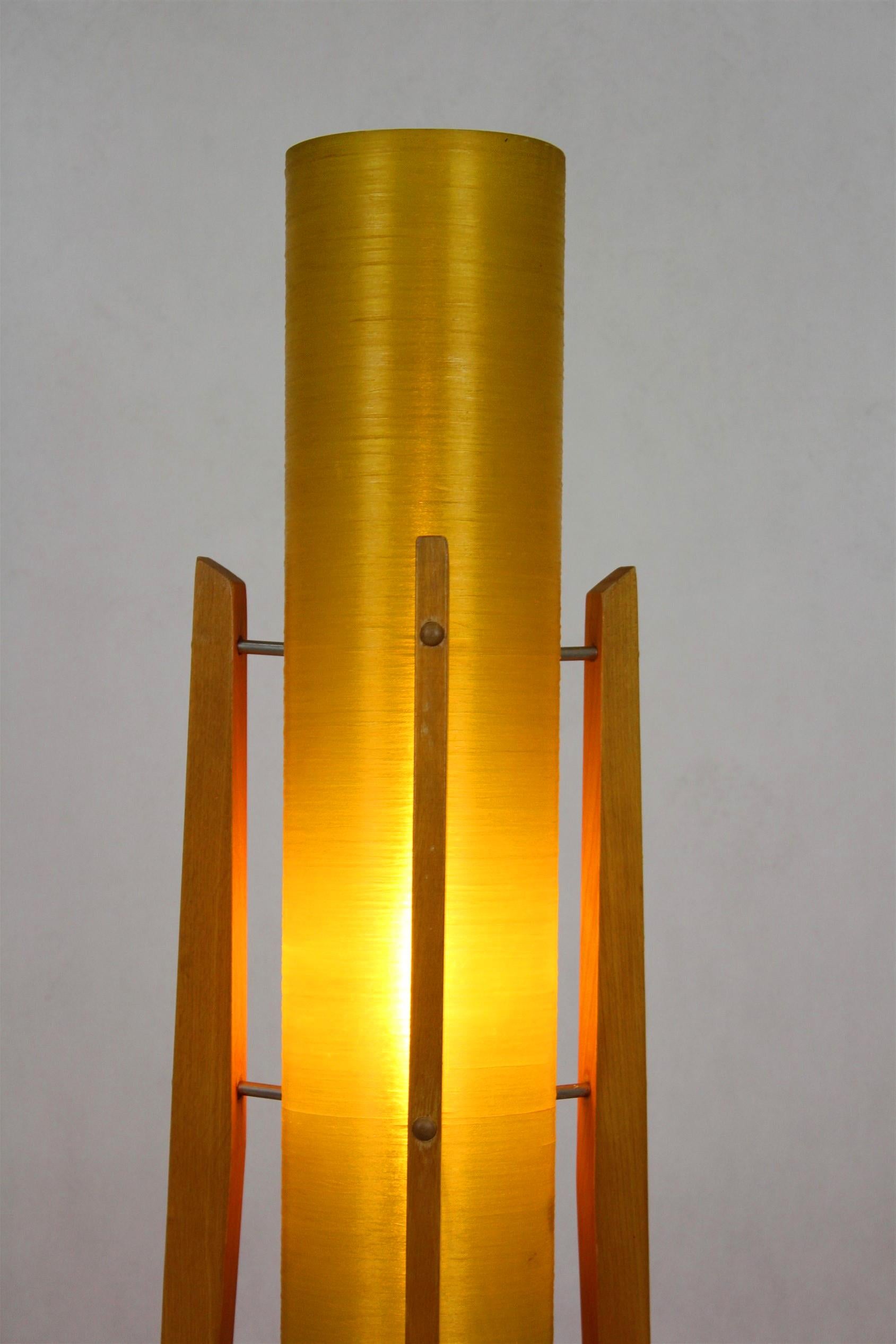 Fiberglass & Wood Rocket Floor Lamp from Novoplast Sered, 1960s 8