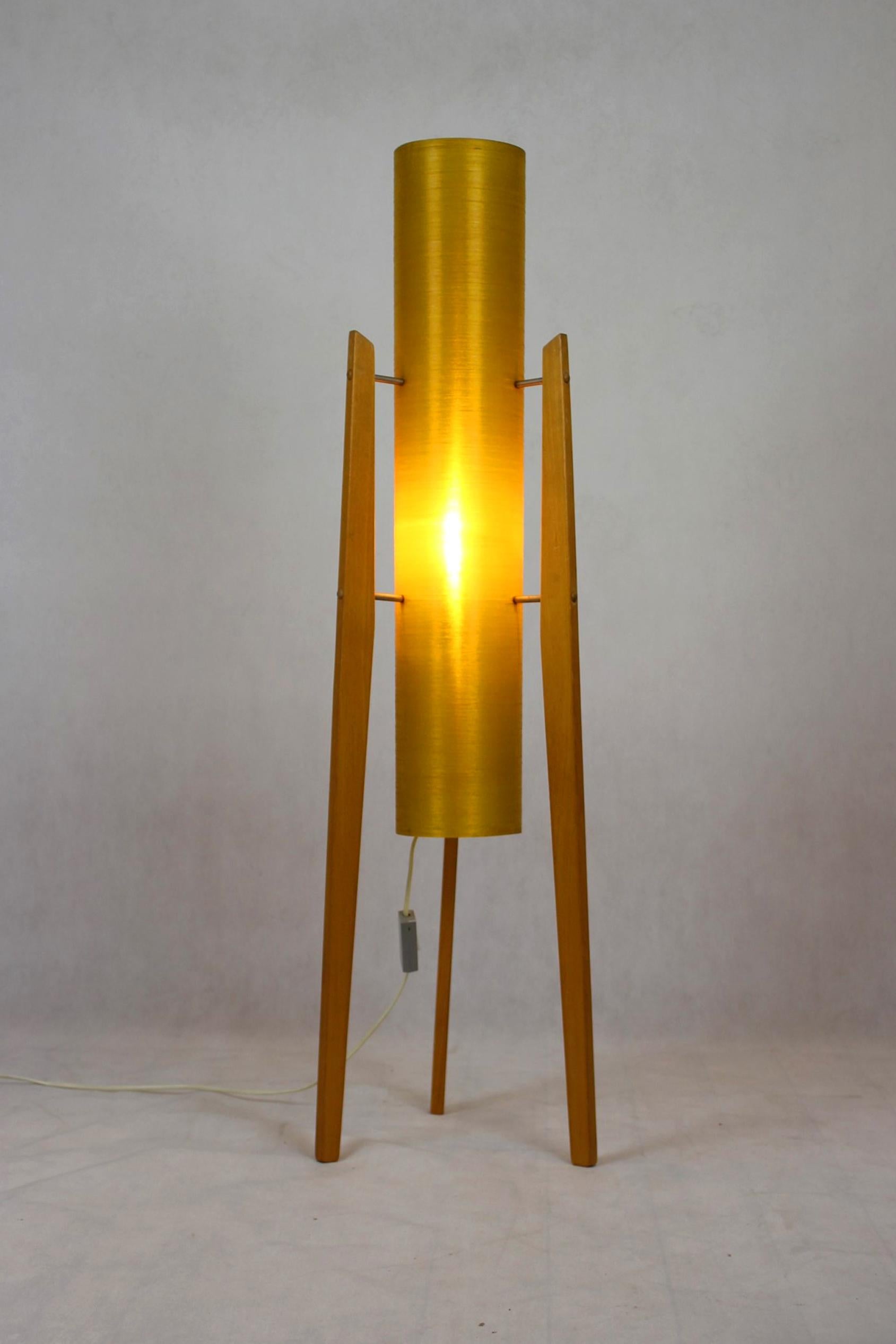 Fiberglass & Wood Rocket Floor Lamp from Novoplast Sered, 1960s 10