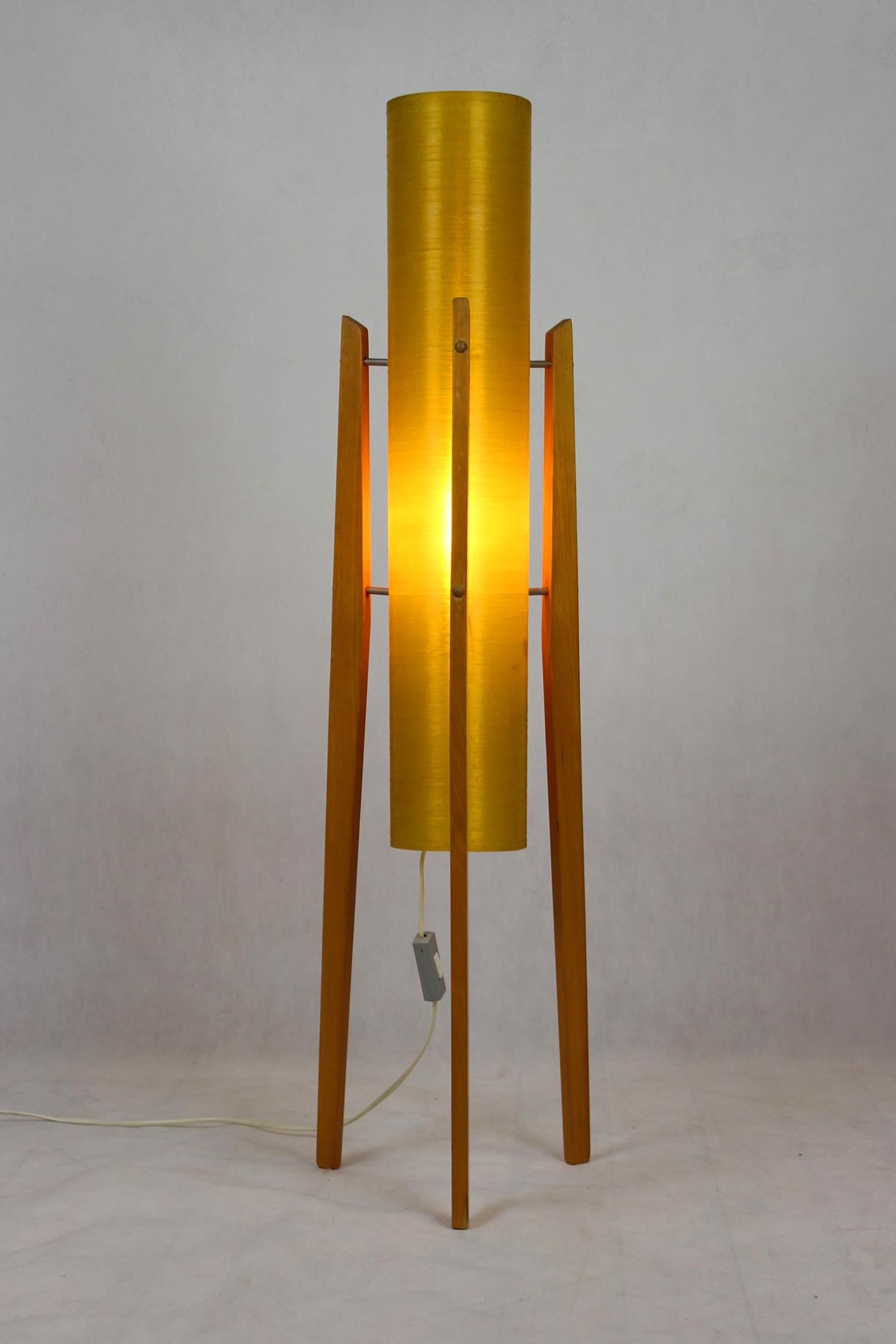 Fiberglass & Wood Rocket Floor Lamp from Novoplast Sered, 1960s 11