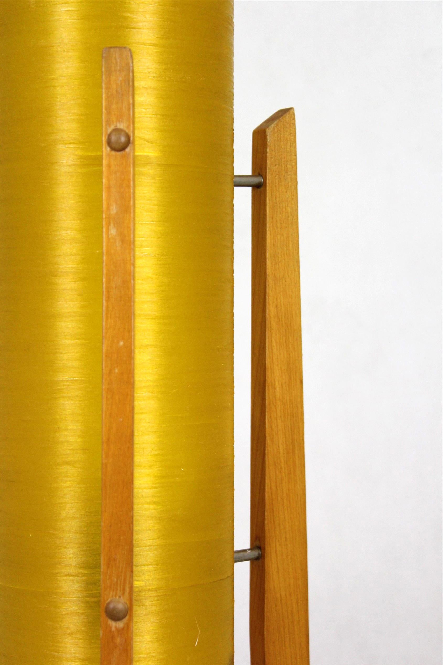 Mid-Century Modern Fiberglass & Wood Rocket Floor Lamp from Novoplast Sered, 1960s