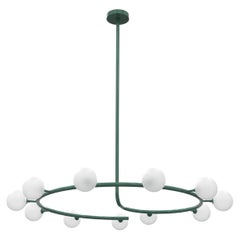 Fibonacci 9 Globe Chandelier in Brass, Enamel & Blown Glass