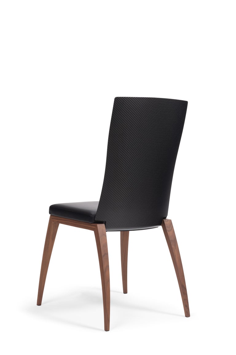 Modern Fibra Chair, Design Chair in Carbon Fiber and Canaletto Walnut, Made in Italy For Sale